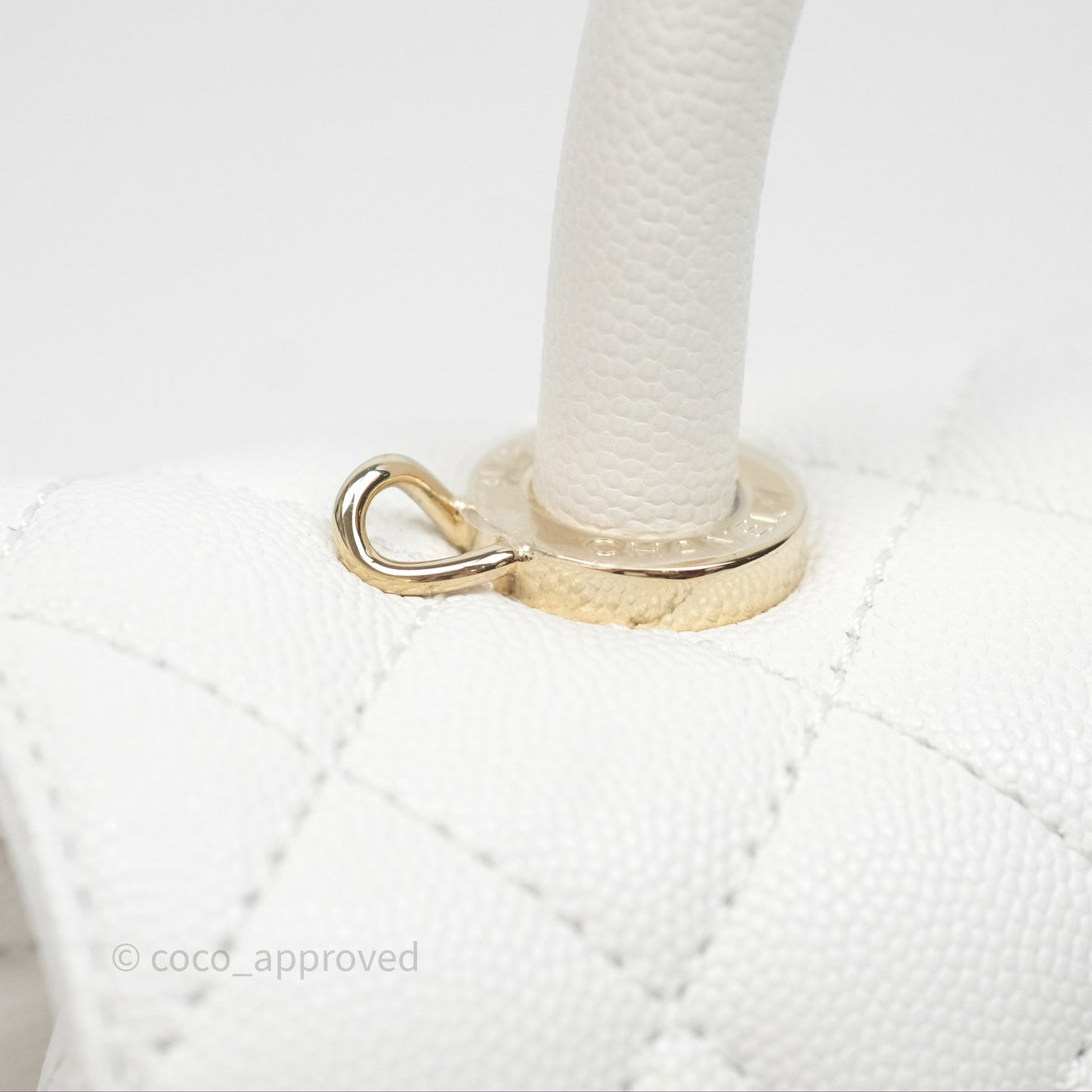 Chanel Small Coco Handle Quilted White Caviar Gold Hardware