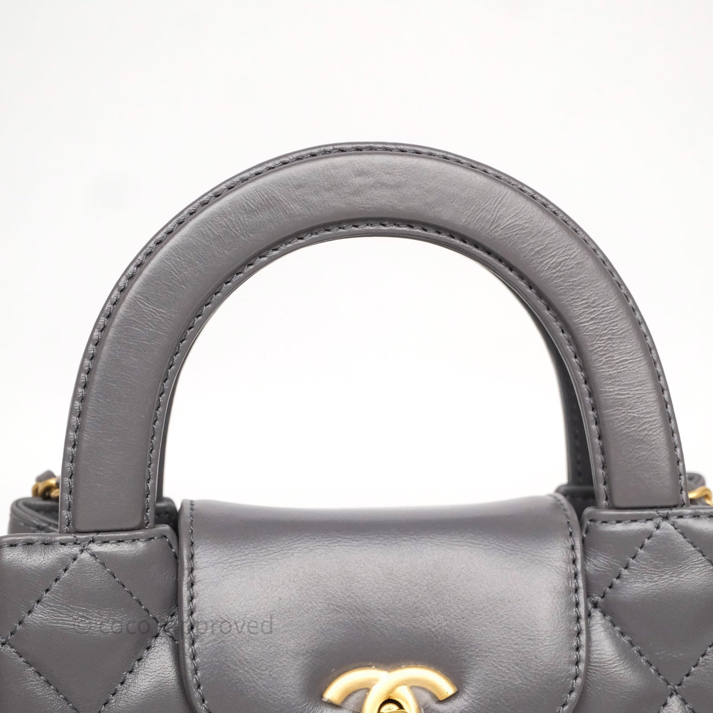 Chanel Kelly Bag Quilted Grey Shiny Crumpled Calfskin Aged Gold Hardware