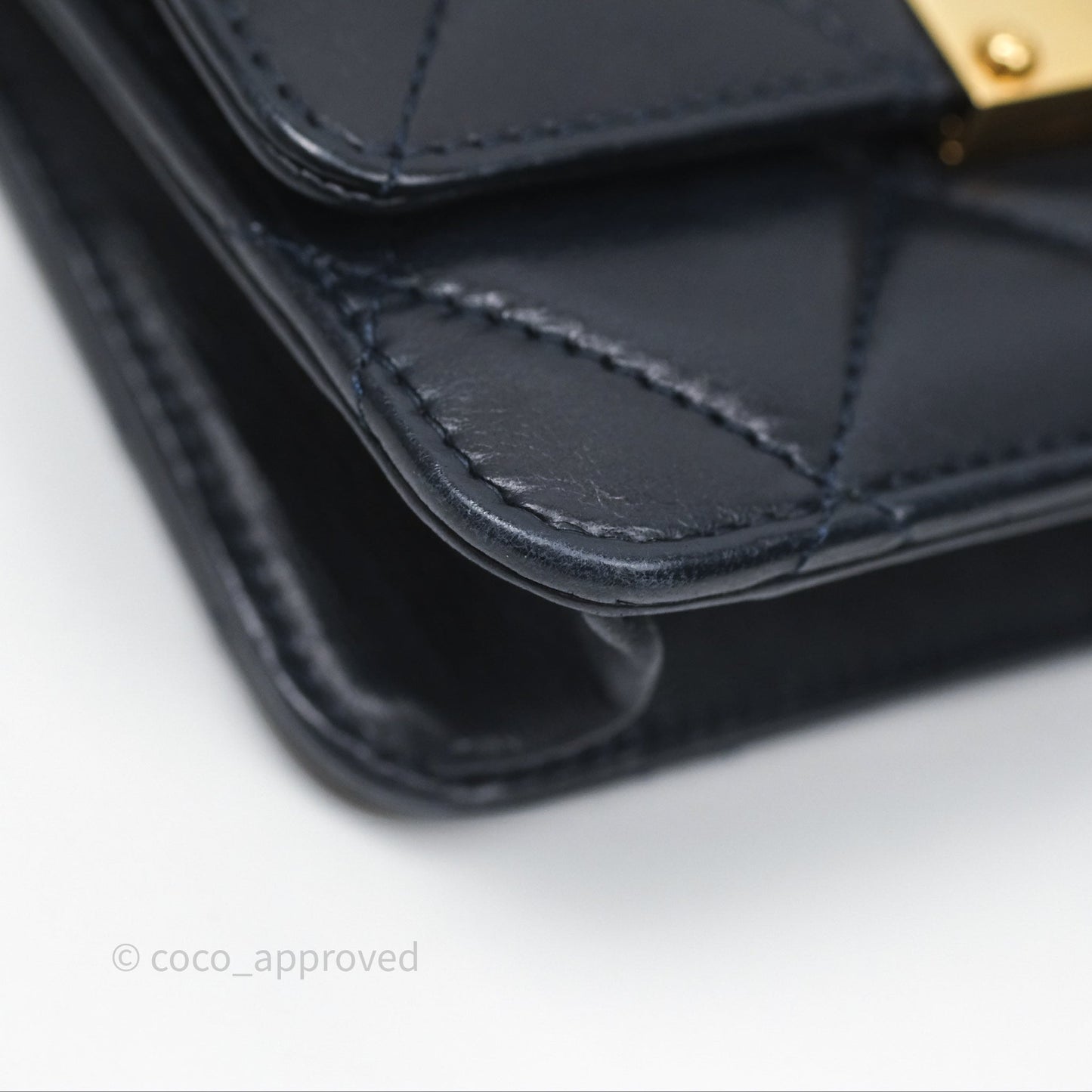Chanel Golden Class Wallet on Chain WOC Navy Lambskin Gold Hardware