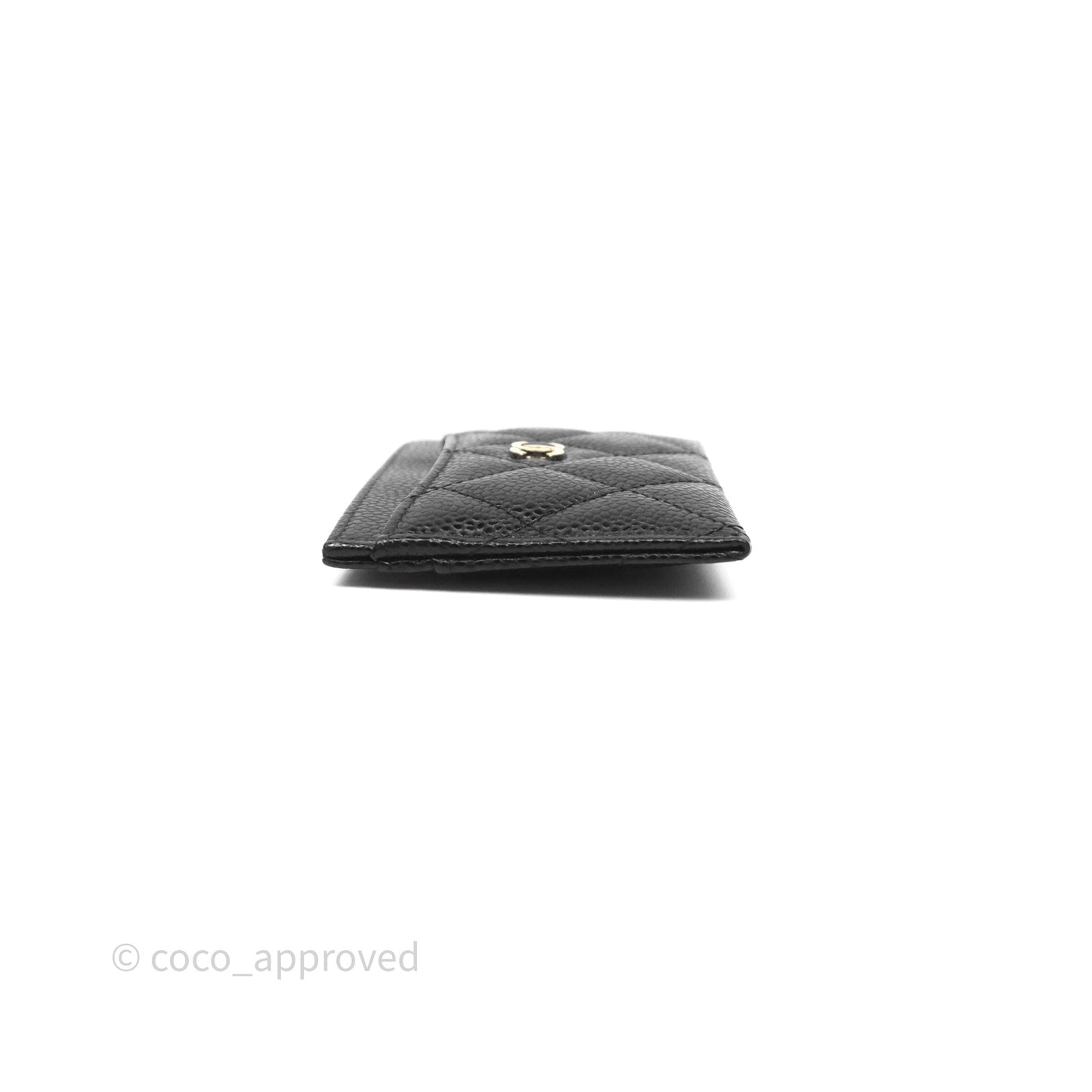 Chanel Classic Flat Card Holder Black Caviar Gold Hardware