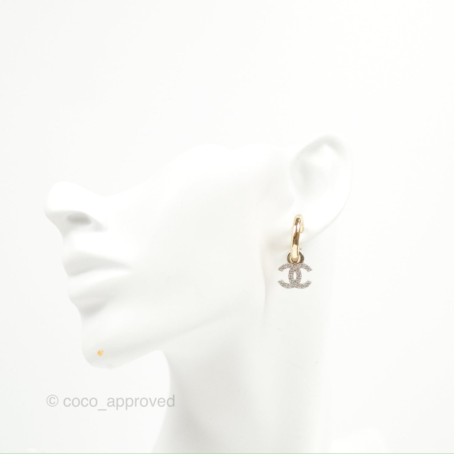 Chanel CC Hoop Logo Crystal Earrings