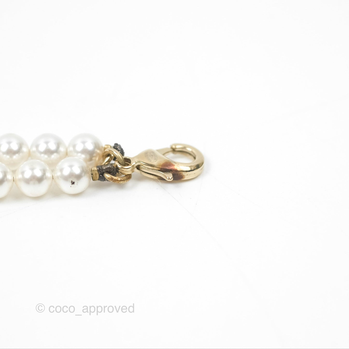 Chanel CC Pearl Double Necklace Gold Tone 17K