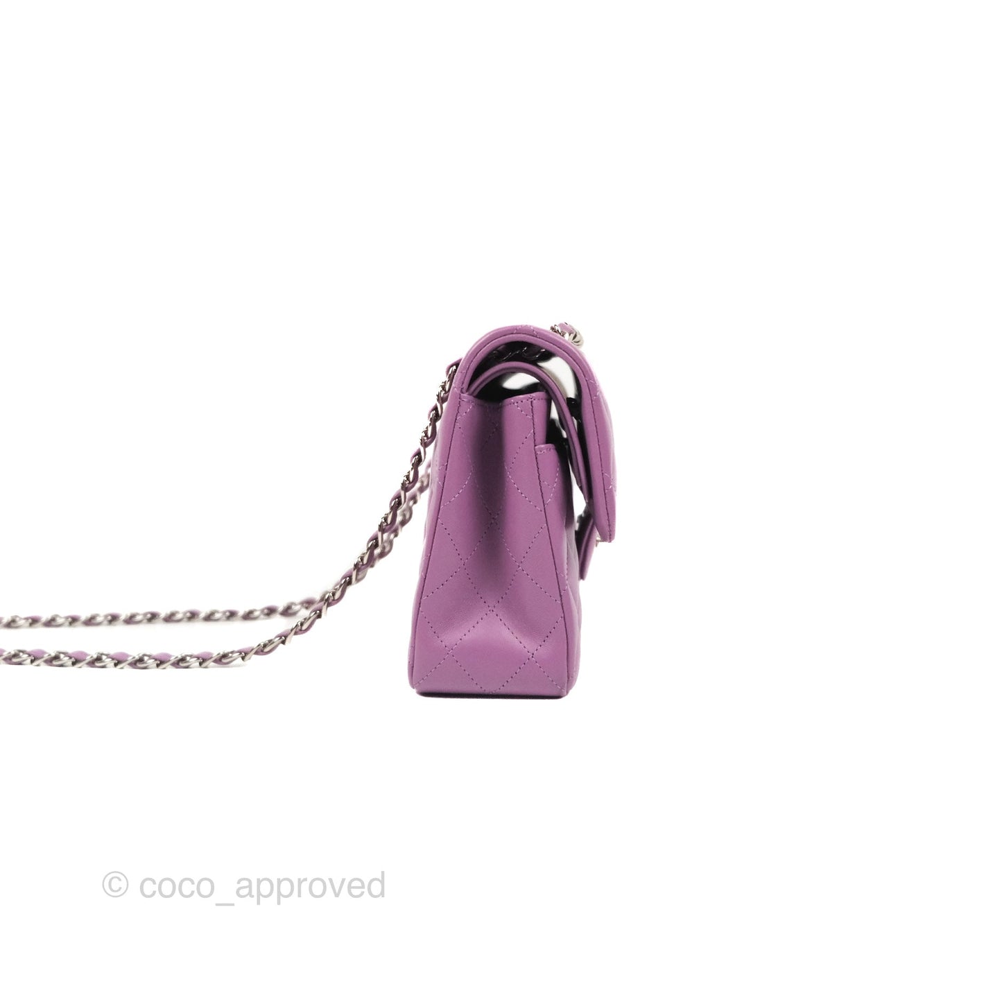 Chanel Small Classic Quilted Flap Purple Lambskin Silver Hardware