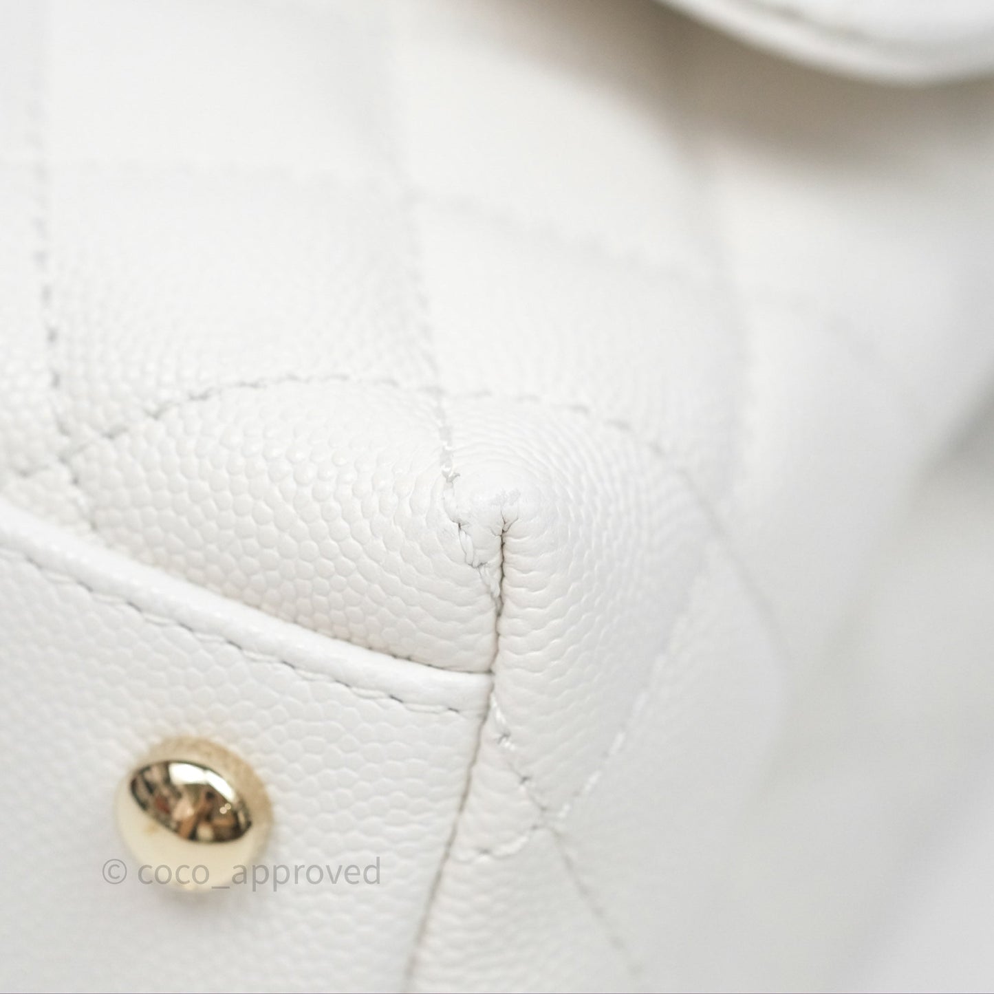 Chanel Small Coco Handle Quilted White Caviar Gold Hardware