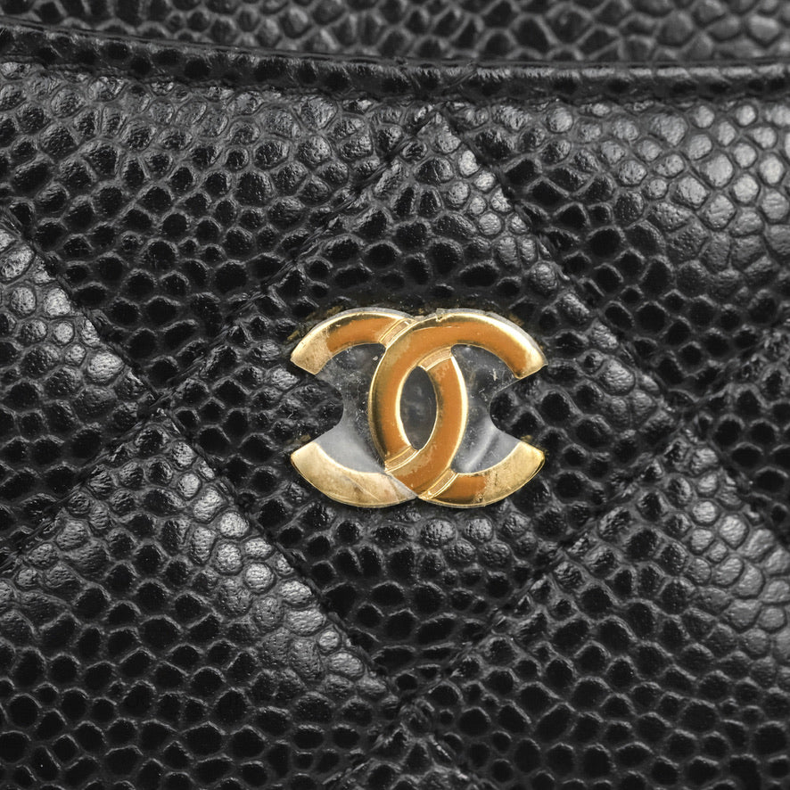Chanel Classic Flat Card Holder Black Caviar Gold Hardware