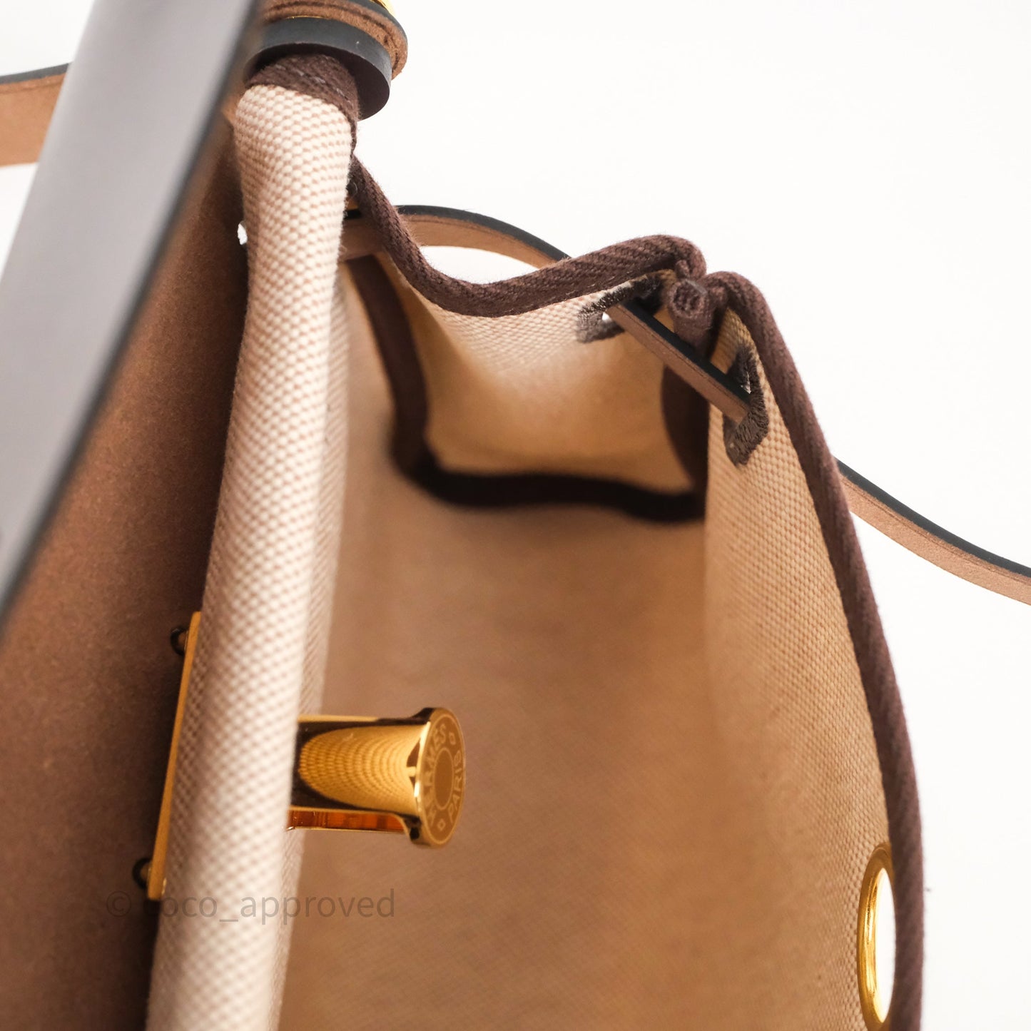 Hermès Herbag Zip 20 Mini Ecru Beige 14/ Ebene 46 Canvas Gold Hardware