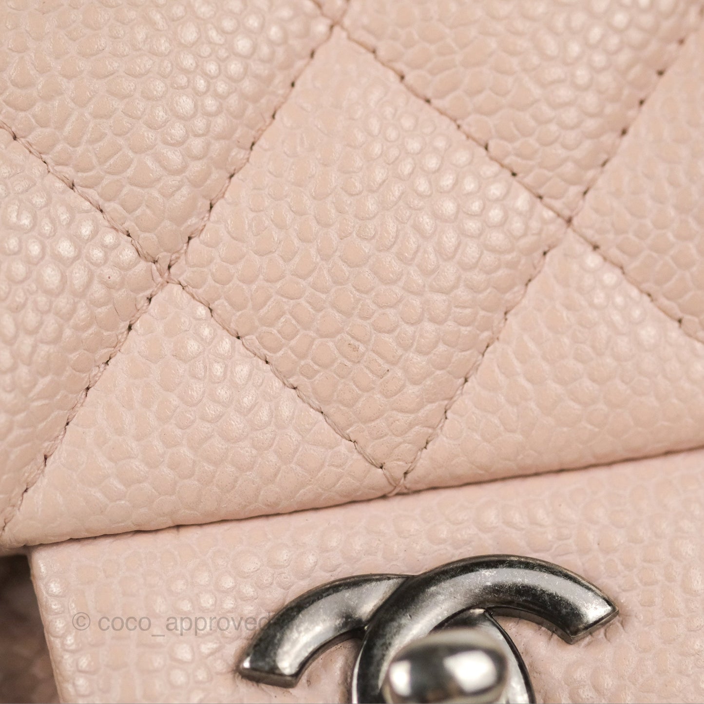Chanel Quilted Mini Square Flap Pale Pink Caviar Ruthenium Hardware