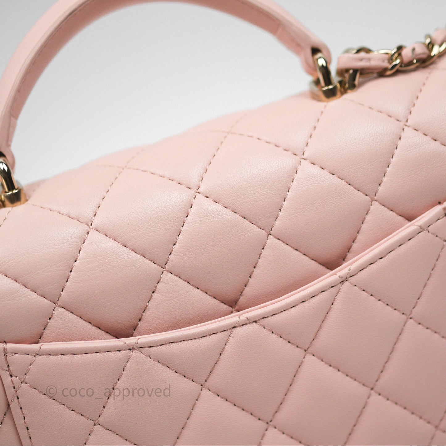 Chanel Top Handle Mini Rectangular Flap Pink Lambskin Gold Hardware