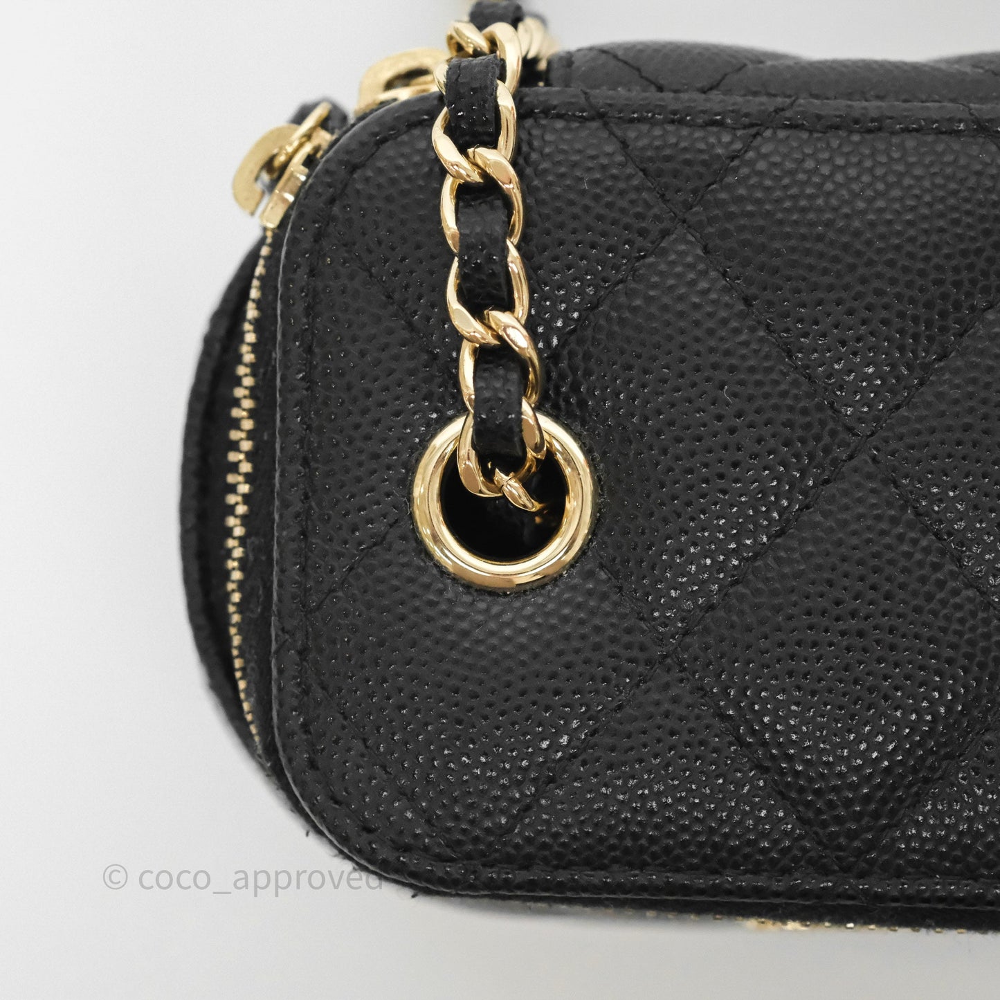 Chanel Mini Vanity With Chain Black Caviar Gold Hardware