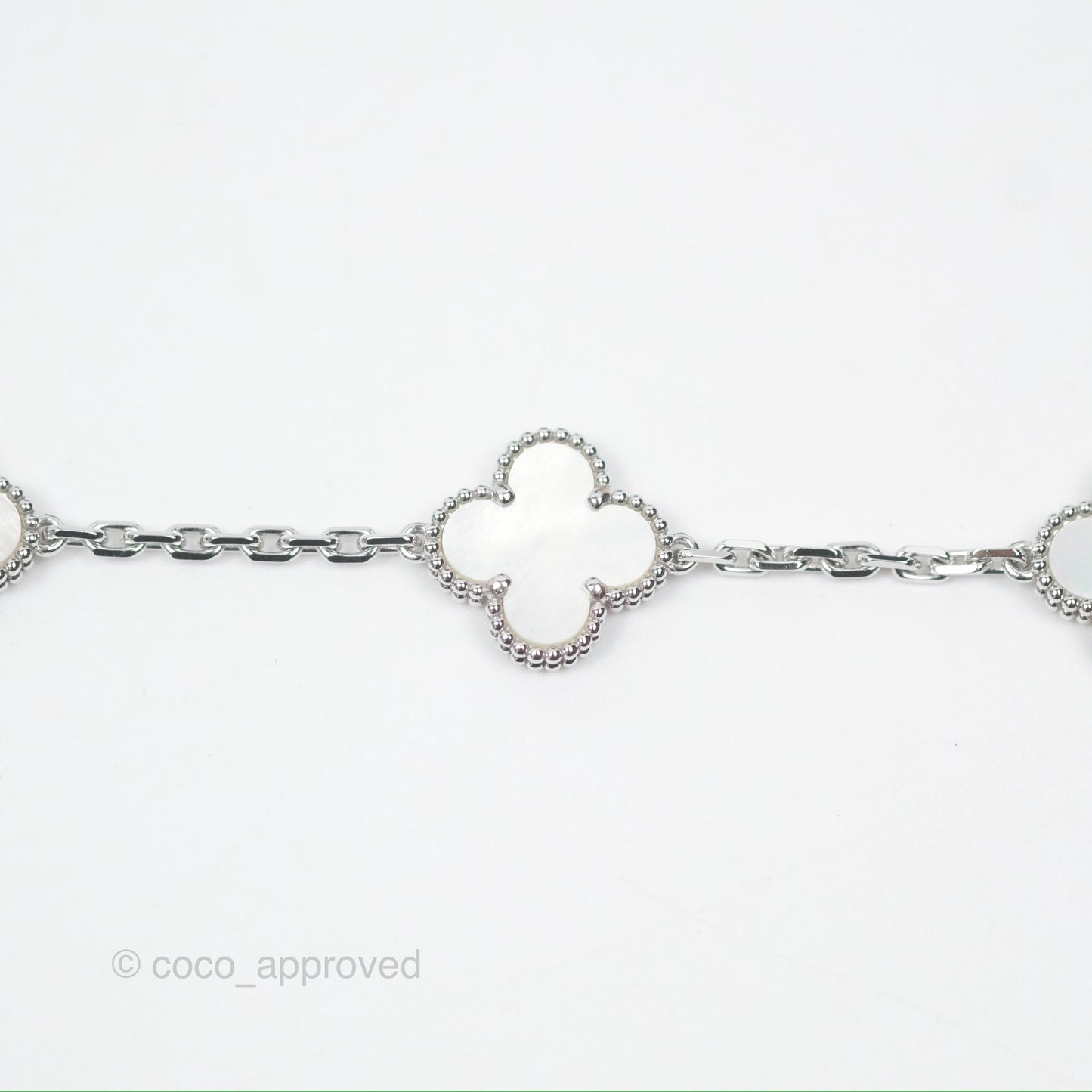 Van Cleef & Arpels Vintage Alhambra 5 Motifs White Mother-of-pearl White Gold Bracelet