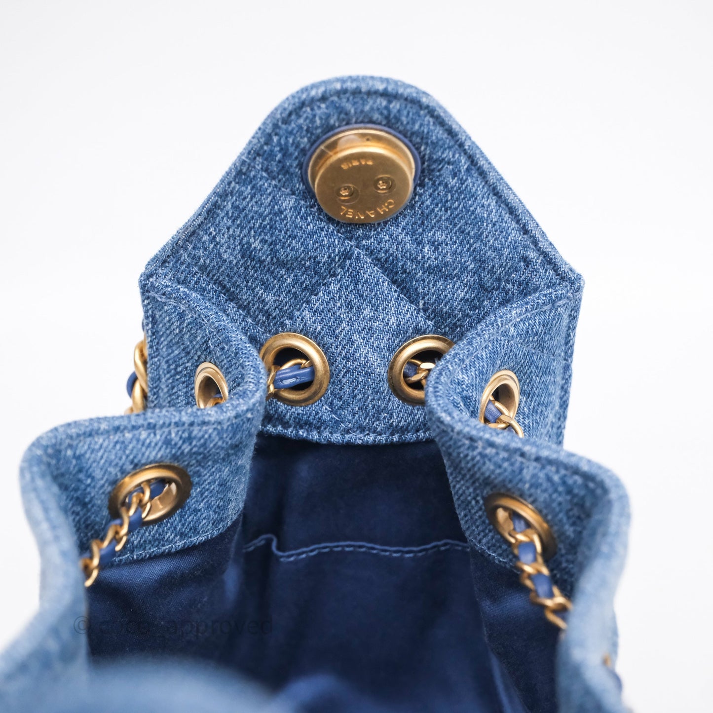 Chanel 25 Mini Washed Denim Aged Gold Hardware