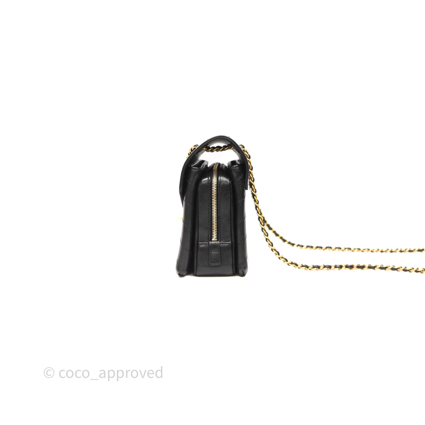 Chanel Chevron Flap Bag Black Calfskin Aged Gold Hardware