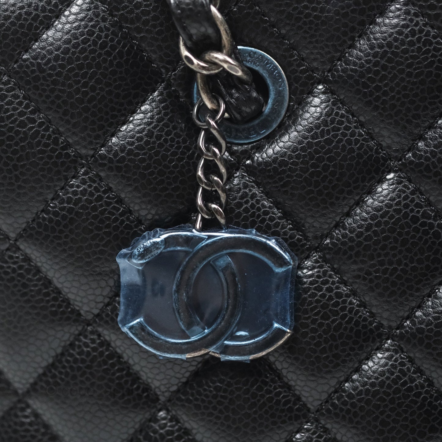 Chanel Quilted Small City Shopping Bag Black Caviar Ruthenium Hardware