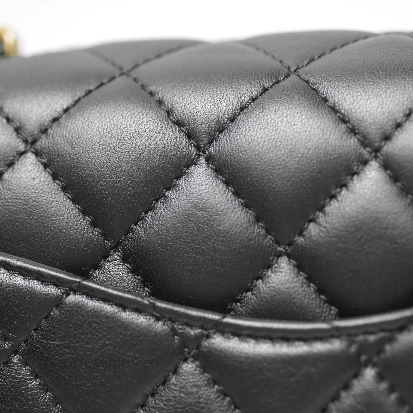 Chanel Pearl Crush Mini Square Quilted Black Lambskin Aged Gold Hardware