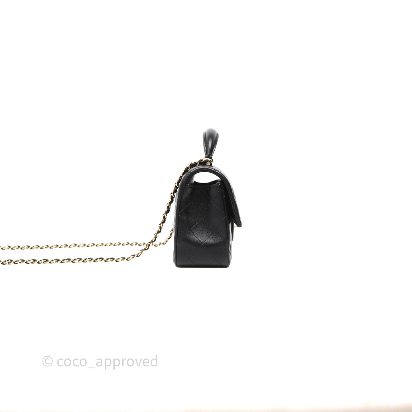 Chanel Top Handle Mini Rectangular Flap Black Lambskin Gold Hardware