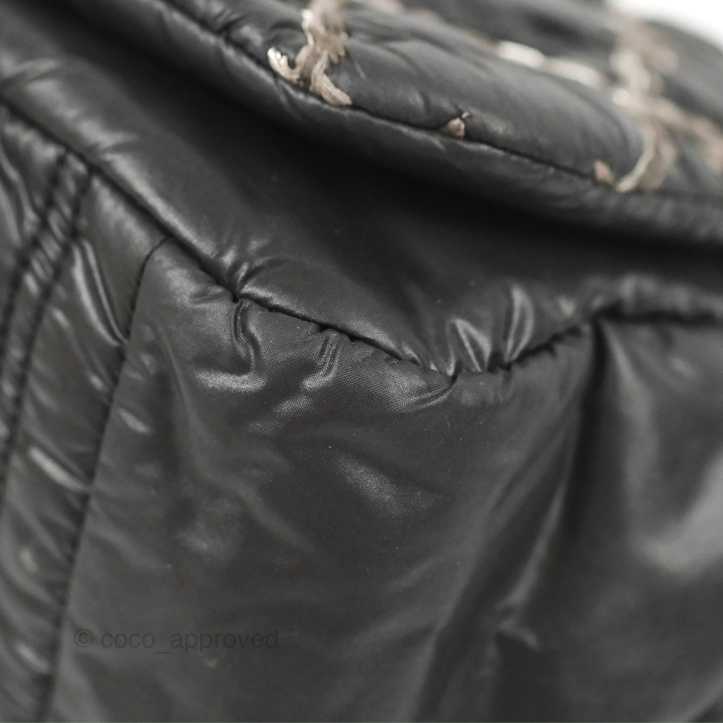 Chanel Tweed On Stitch Bubble Accordion Flap Black Nylon Silver Hardware