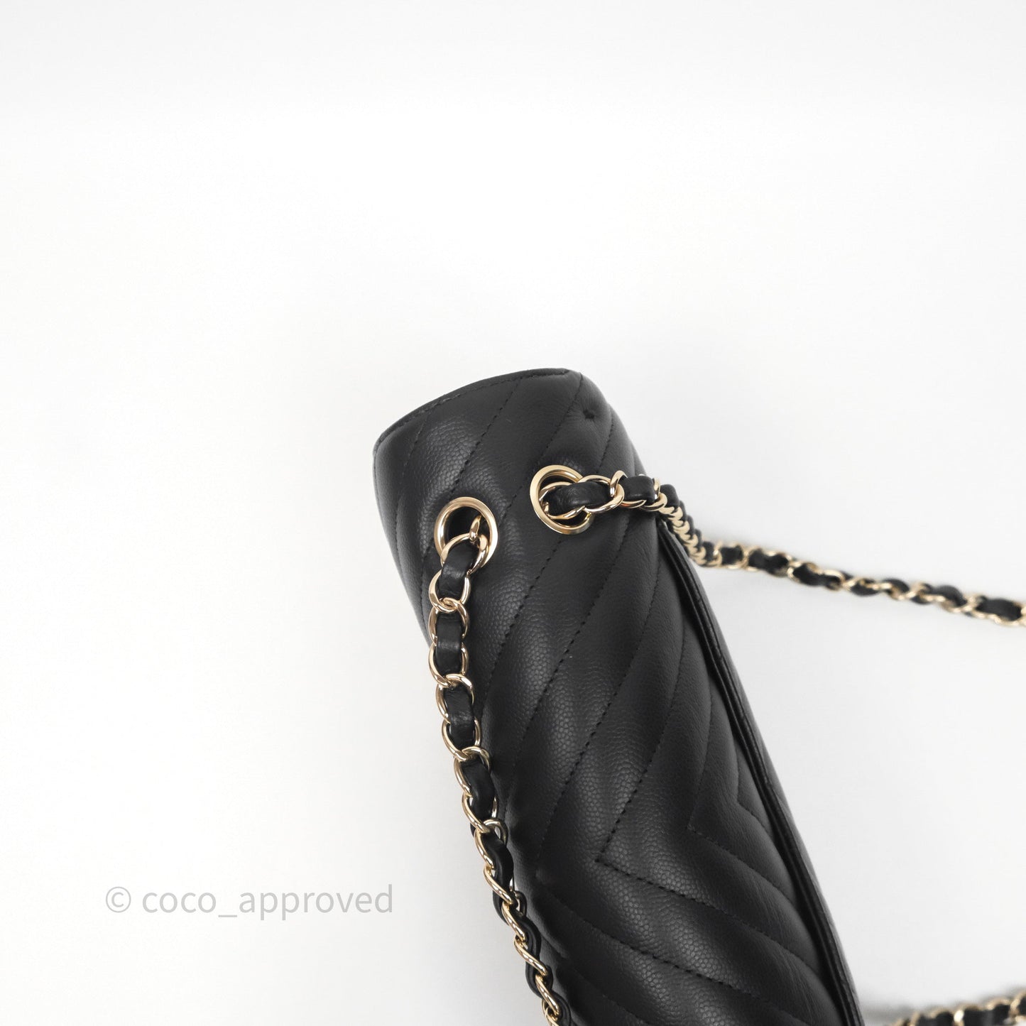 Chanel Classic M/L Medium Flap Chevron Black Caviar Gold Hardware