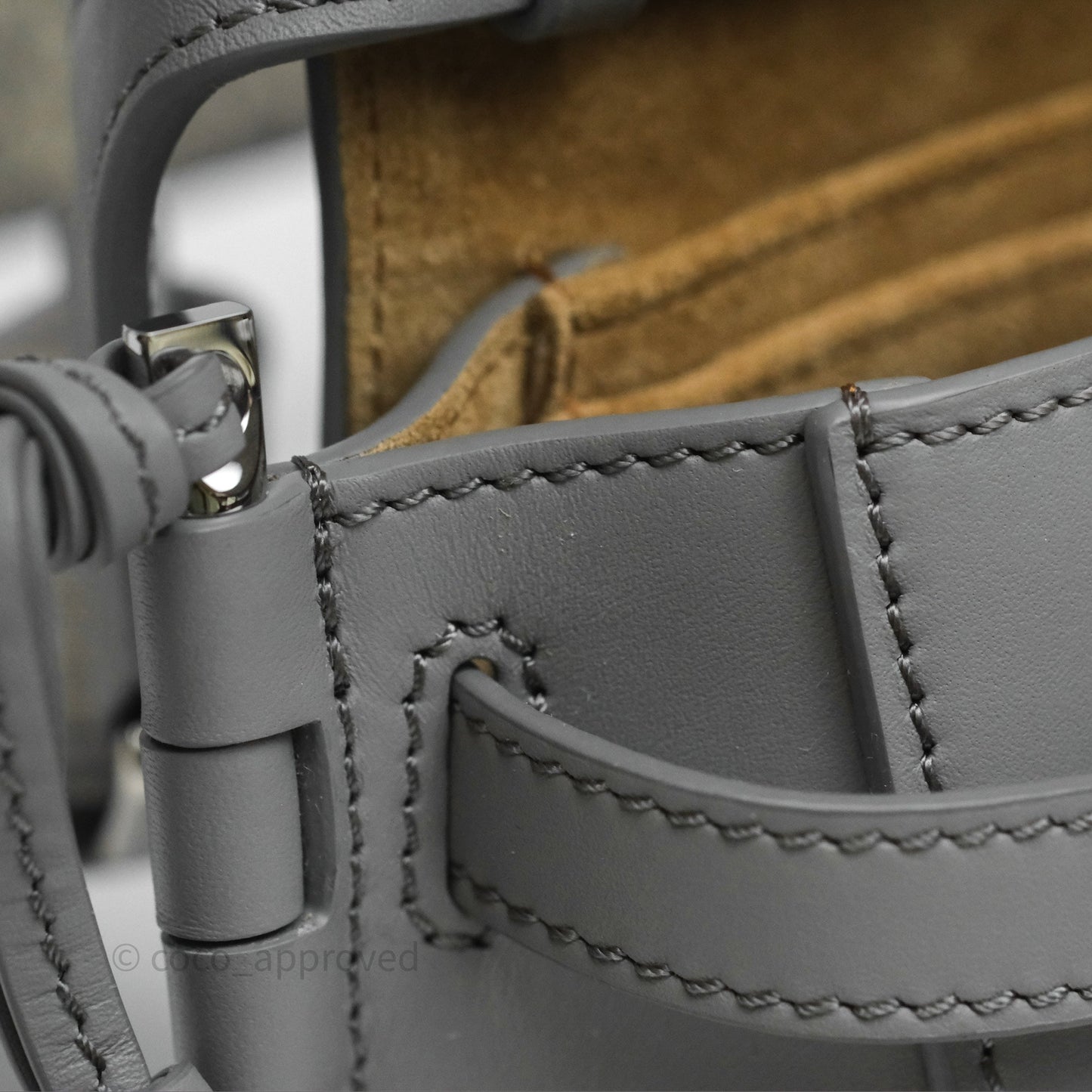 Loewe Mini Gate Dual Bag in Soft Calfskin & Jacquard Strap Light Grey