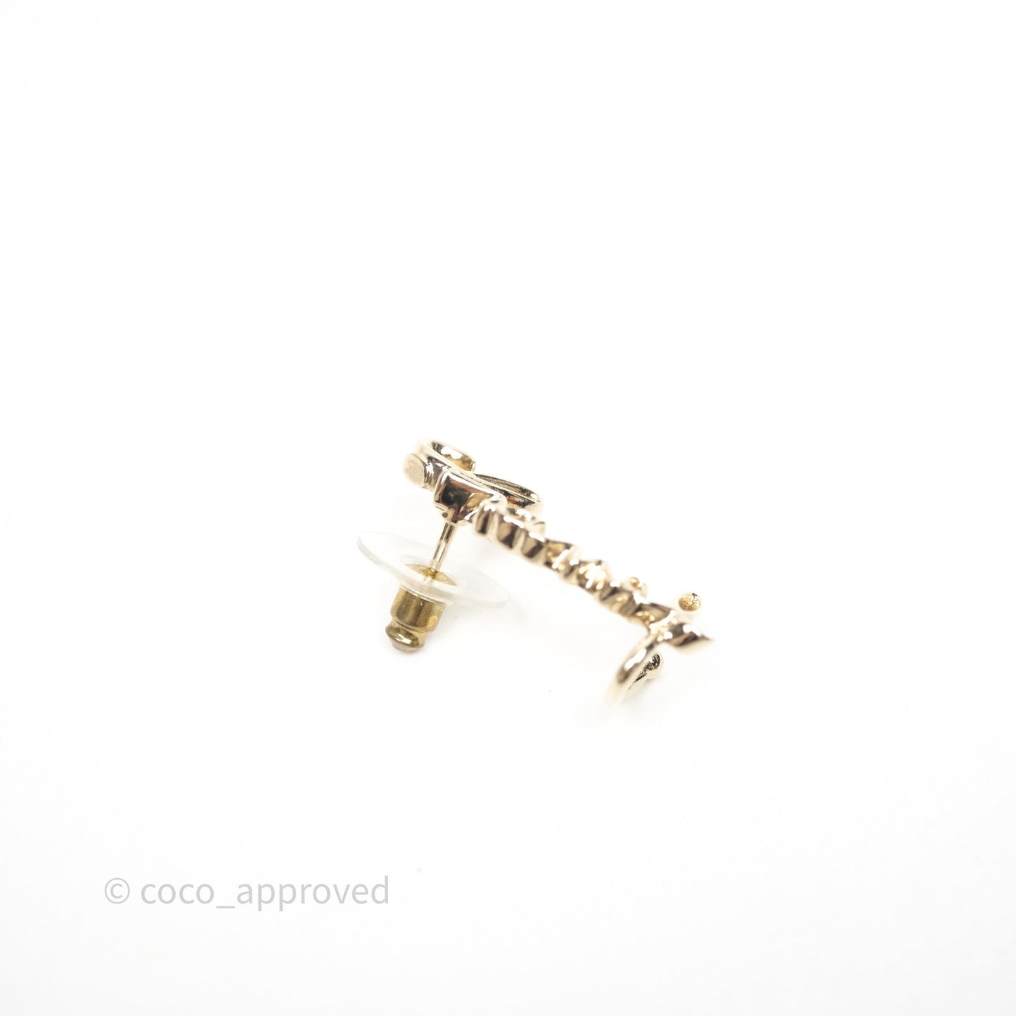 Chanel CC Coco Crystal Earrings Ear Cuff Gold Tone 22P