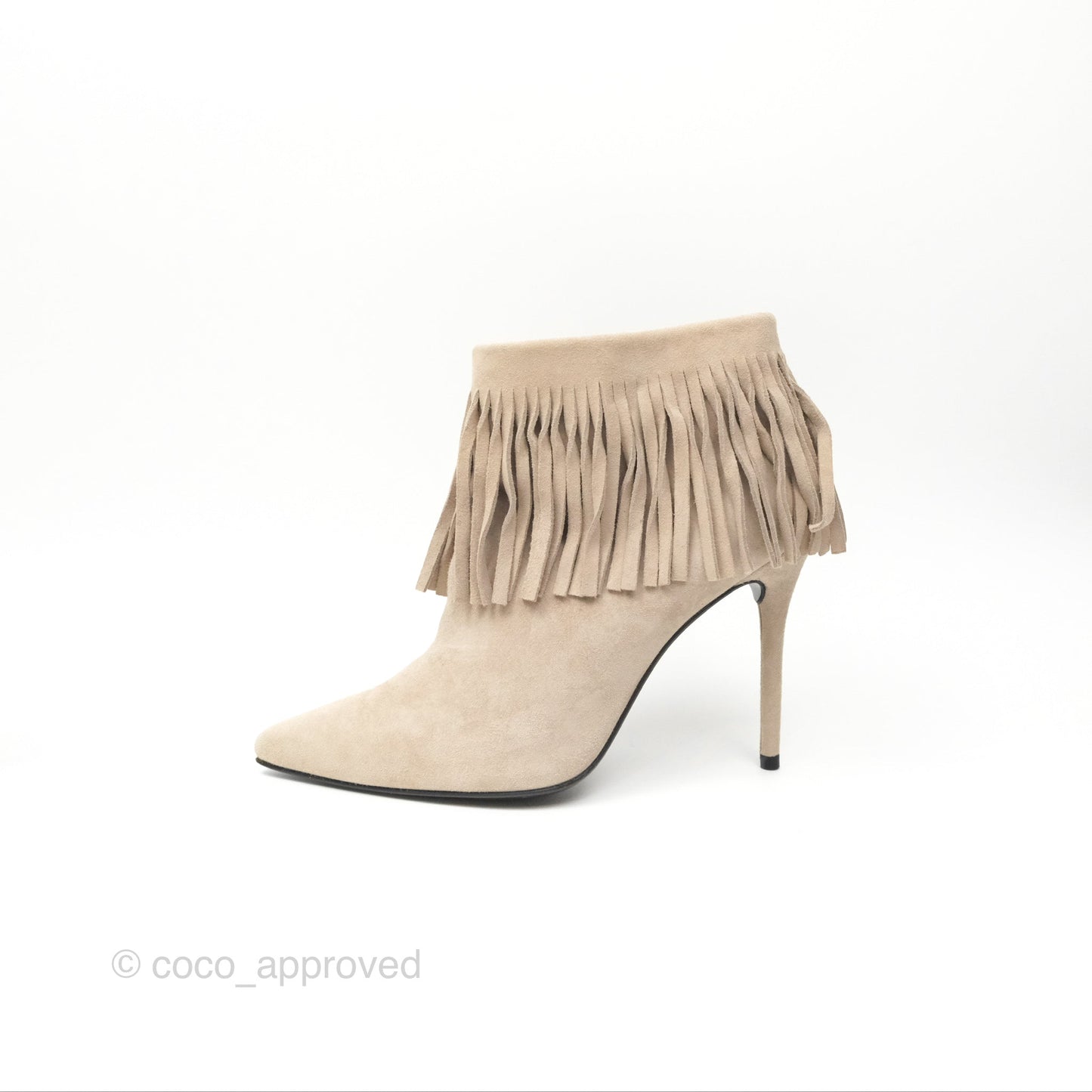 Stuart Weitzman Fringe Times Grey Suede Ankle Boots Size 39