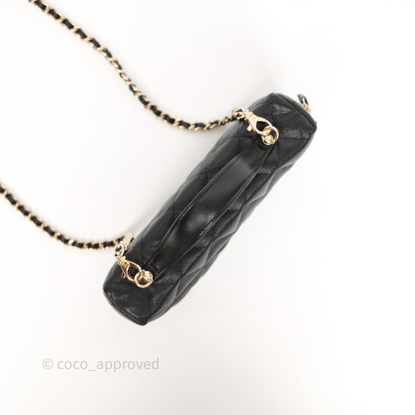 Chanel Top Handle Long Vanity with Chain Black Caviar Gold Hardware