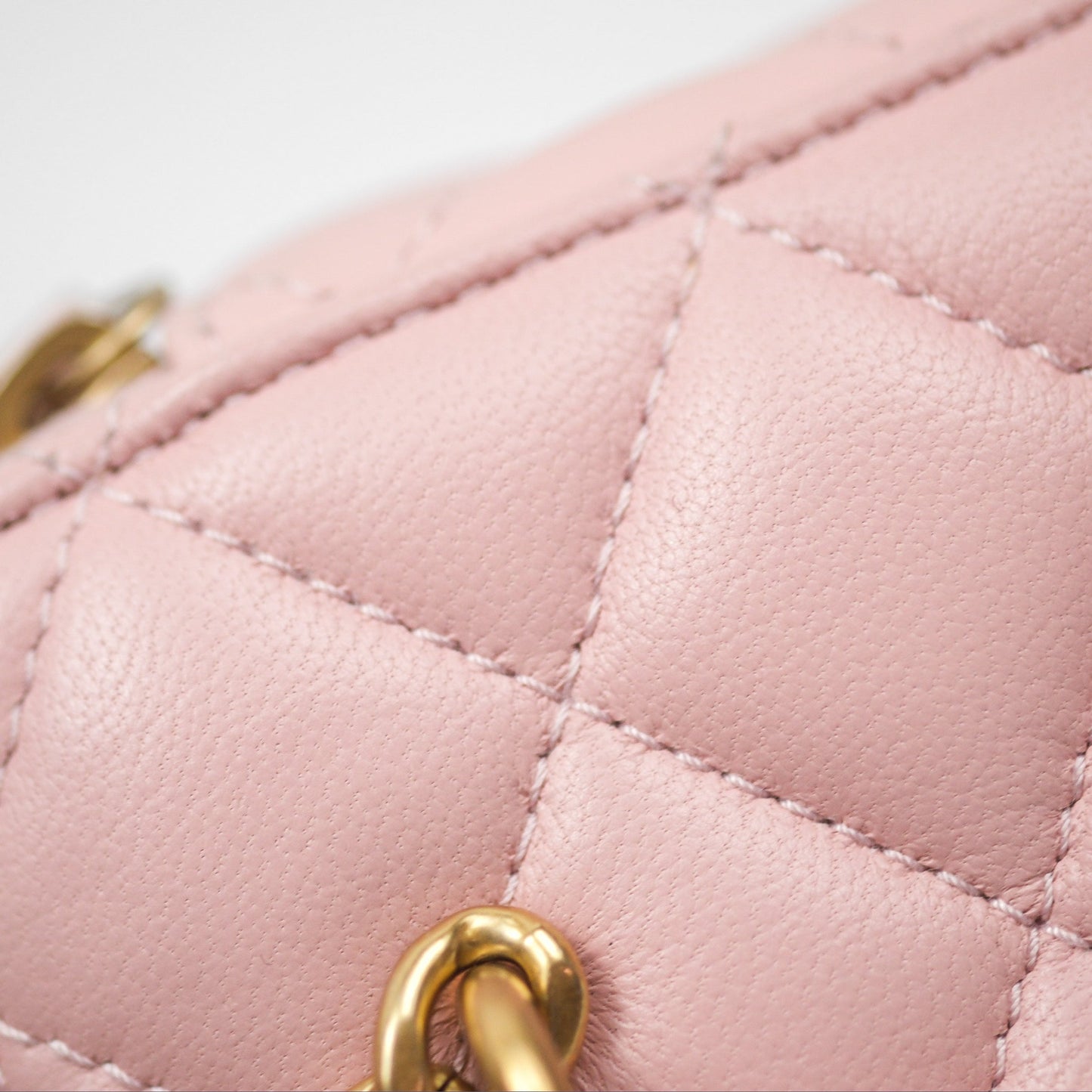 Chanel Quilted Vanity Rectangular with Camellia Adjustable Chain Pink Lambskin 23S