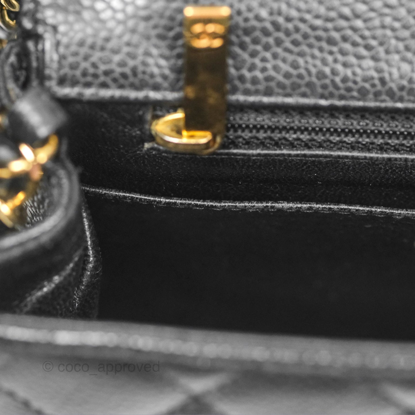 Chanel Vintage Mini Square Quilted Black Caviar Gold Hardware