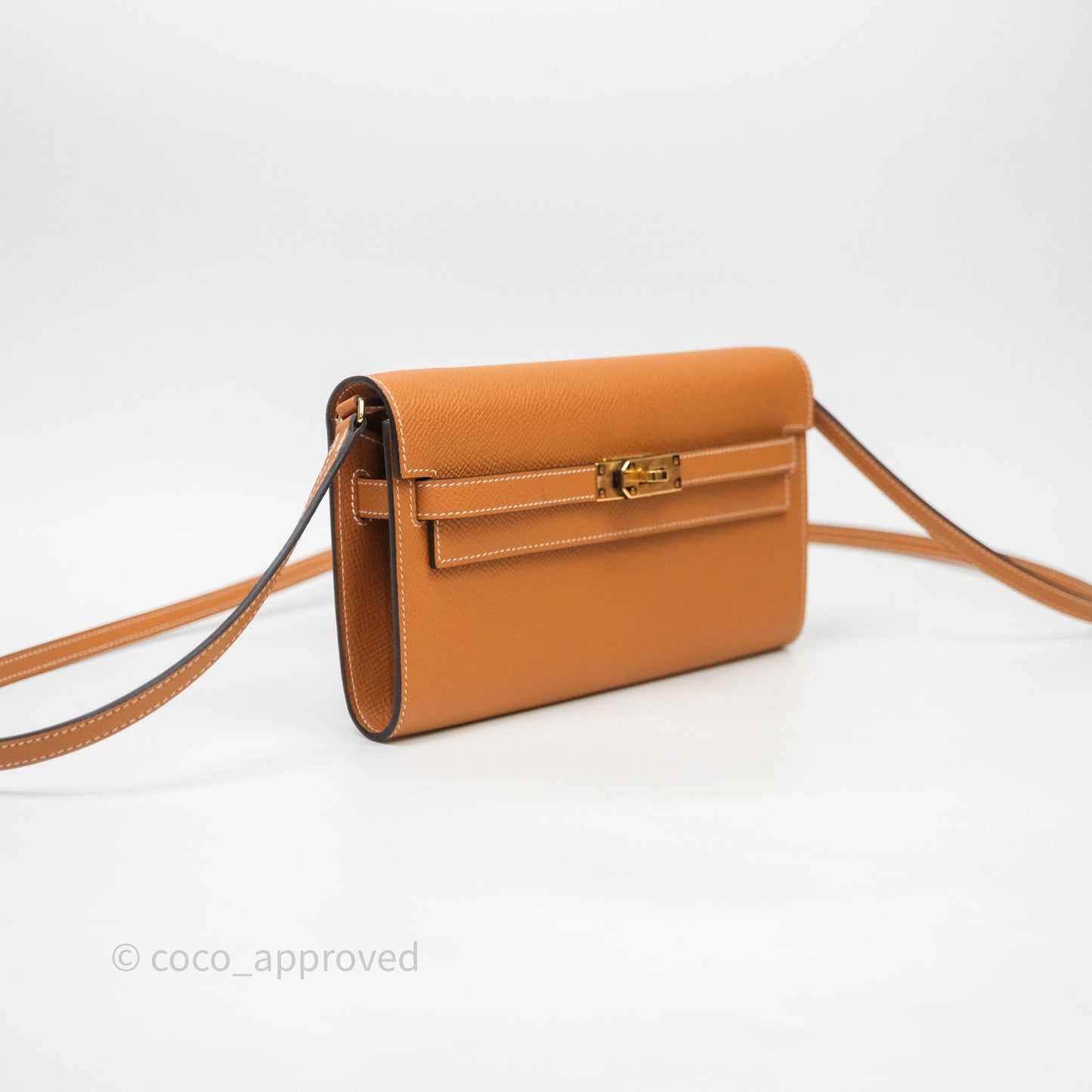 Hermès Kelly To Go Wallet Toffee 1H Epsom Gold Hardware