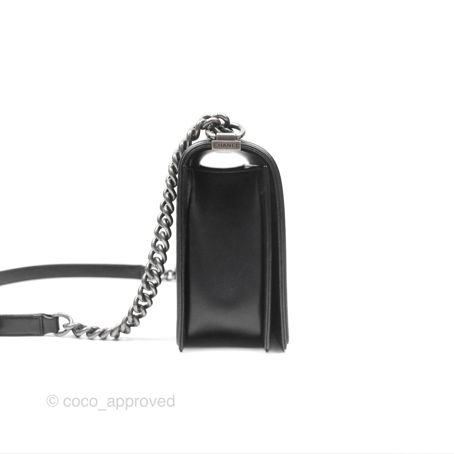 Chanel Quilted New Medium Boy Black Lambskin Ruthenium Hardware