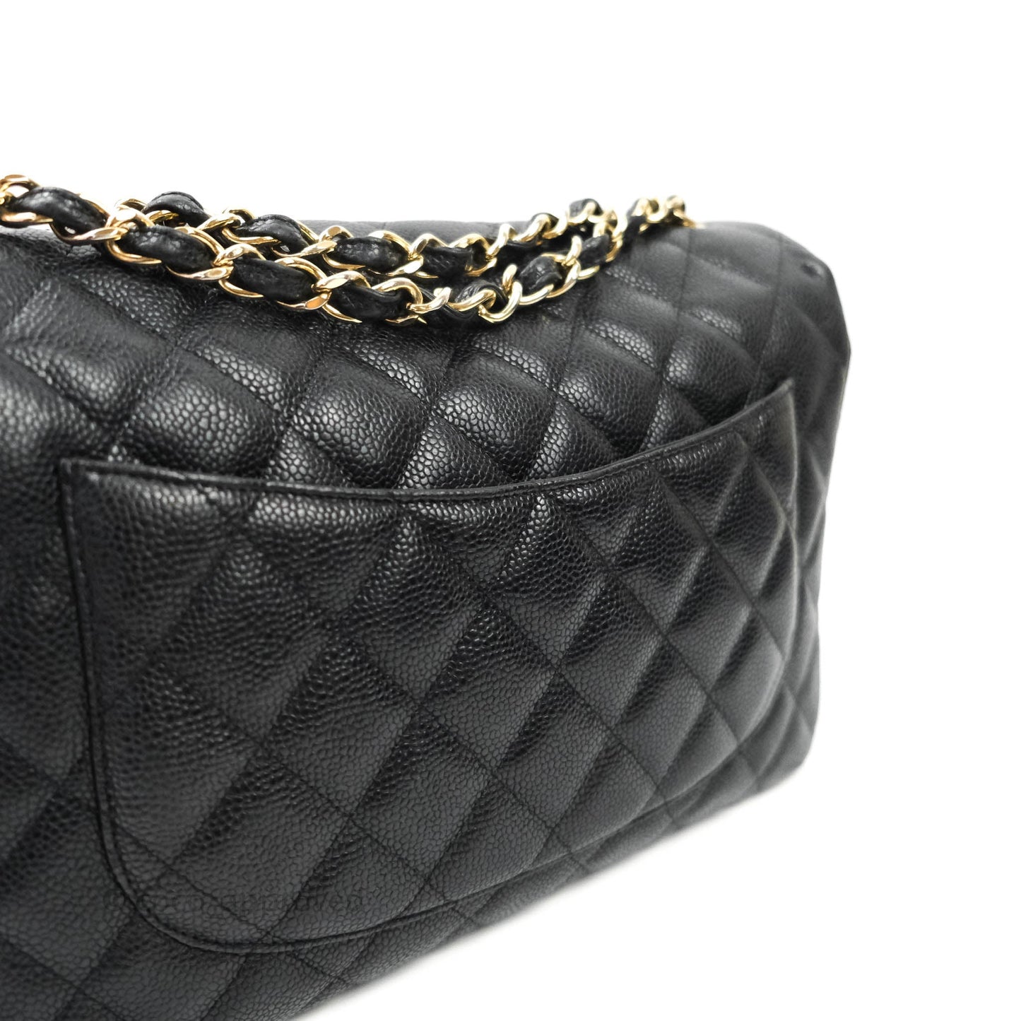 Chanel Classic Jumbo Single Flap Black Caviar 24K Gold Hardware⁣⁣