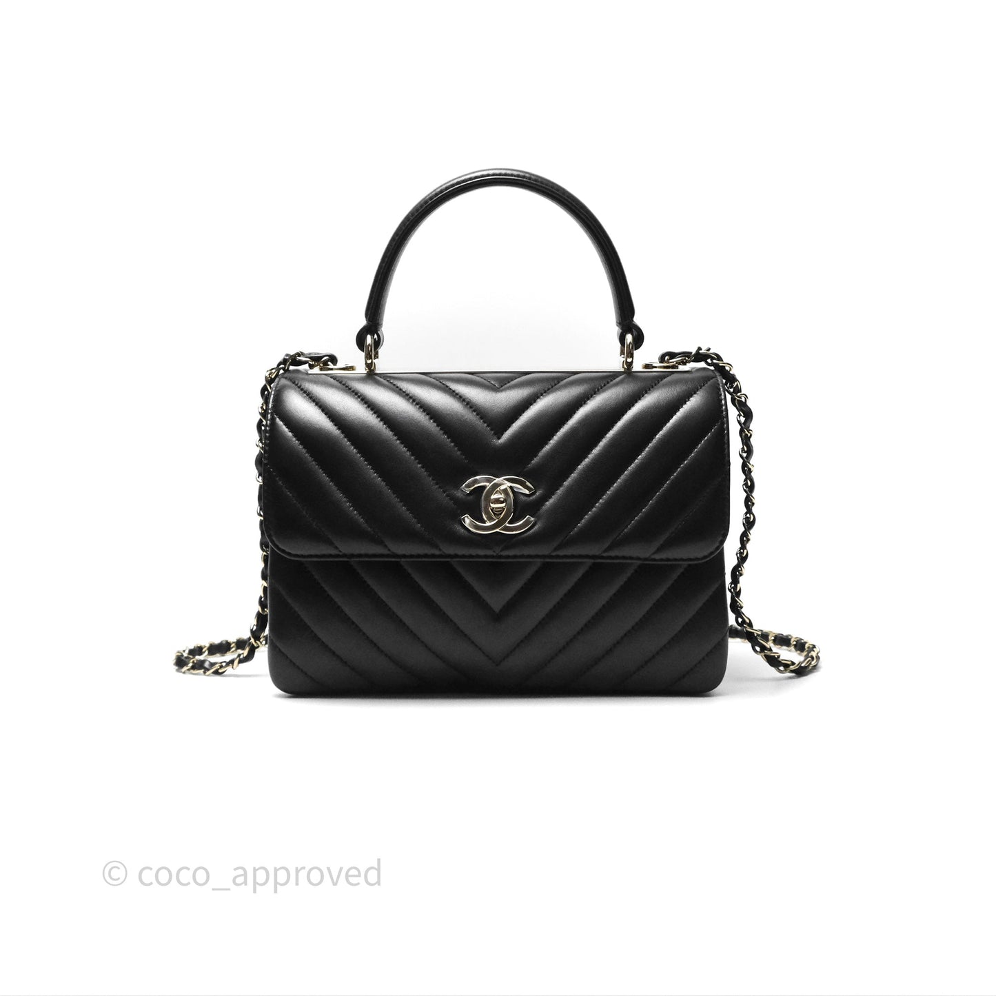 Chanel Small Trendy CC Black Chevron Lambskin Gold Hardware