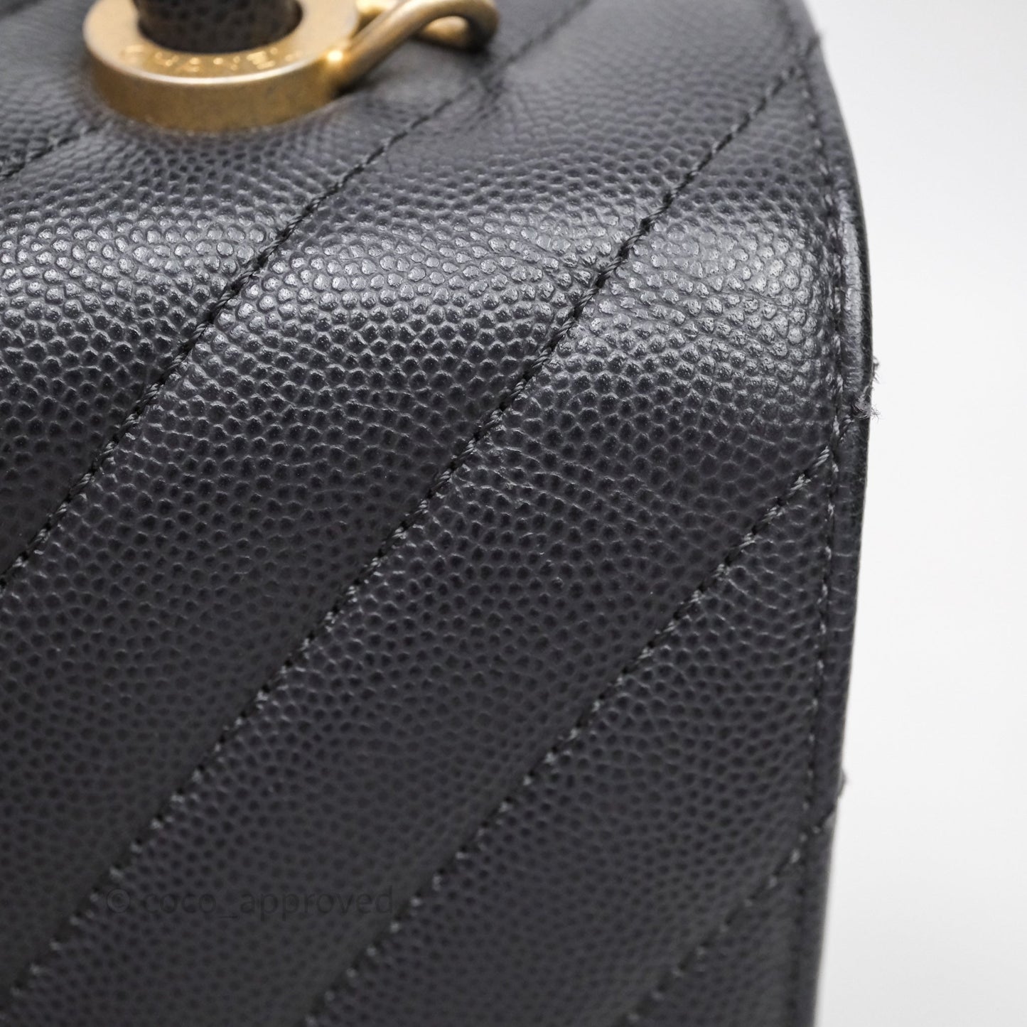 Chanel Medium Coco Handle Chevron Grey Bag Gold Hardware