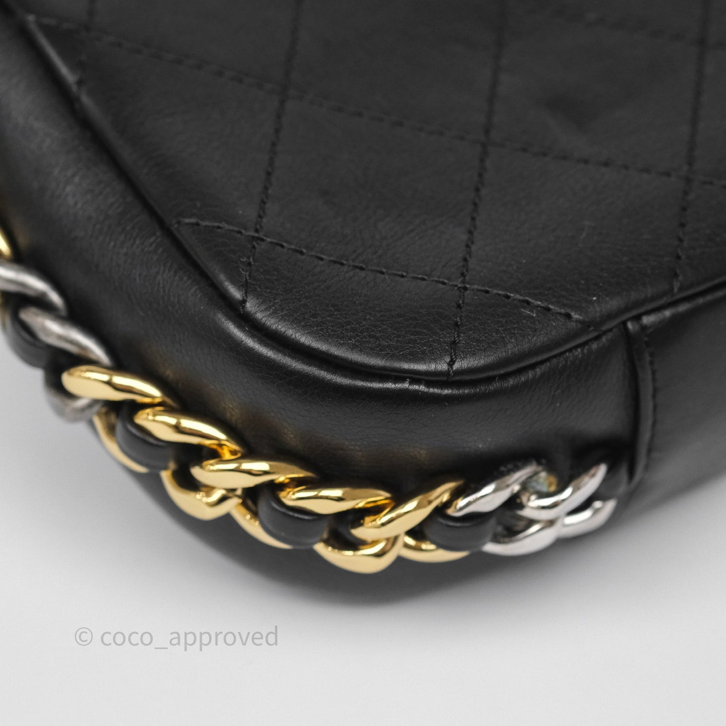 Chanel Small Precious Union Flap Black Calfskin Gold & Silver Hardware