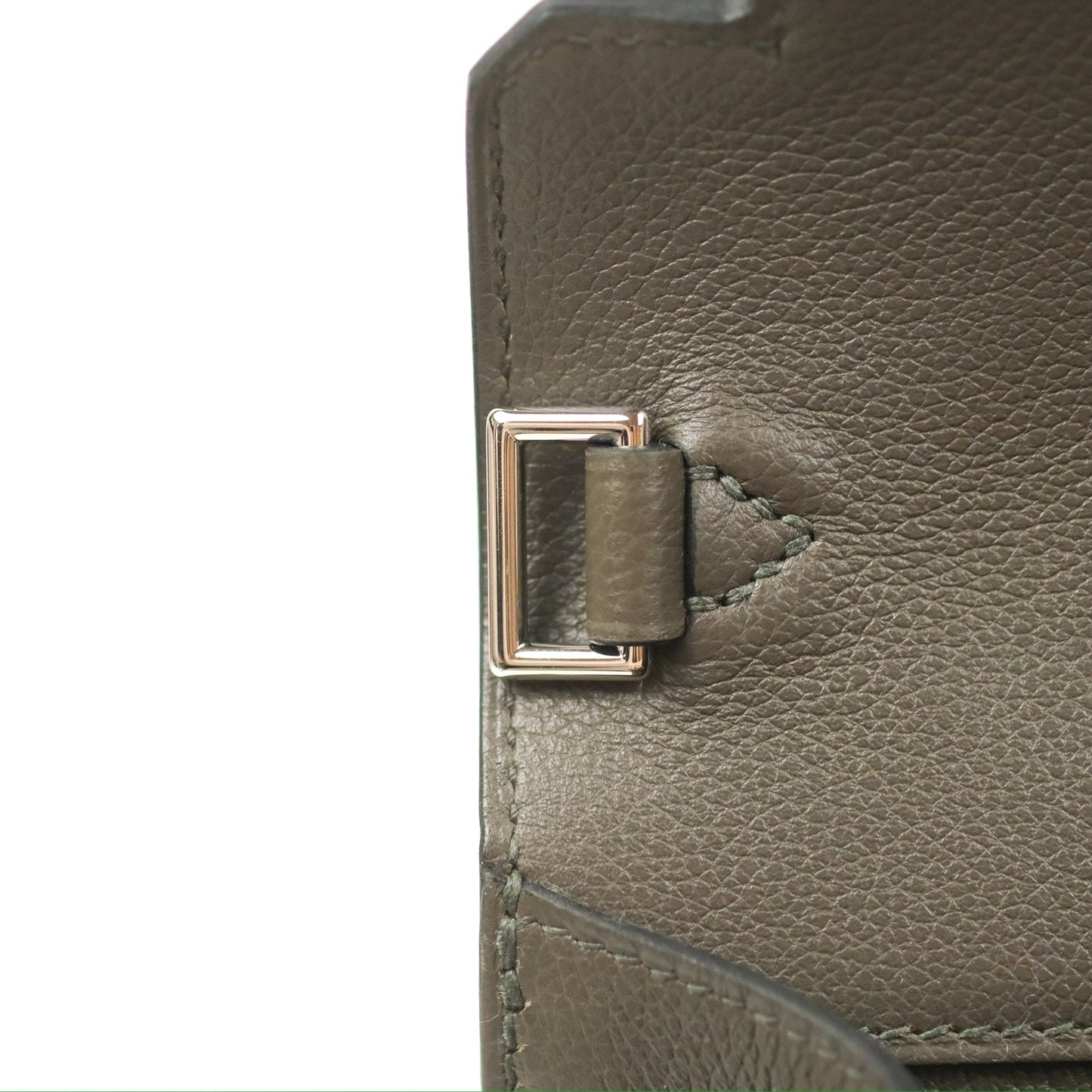 Hermès Kelly Depeches 25 Pouch Vert-De-Gris / Noir / Fauve Evercolor Evergrain & Barenia Calfskin