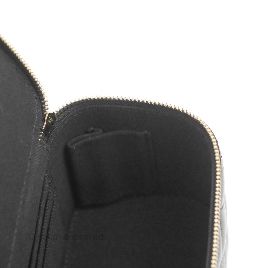 Chanel Vanity Rectangular Top Handle Black Lambskin Gold Hardware