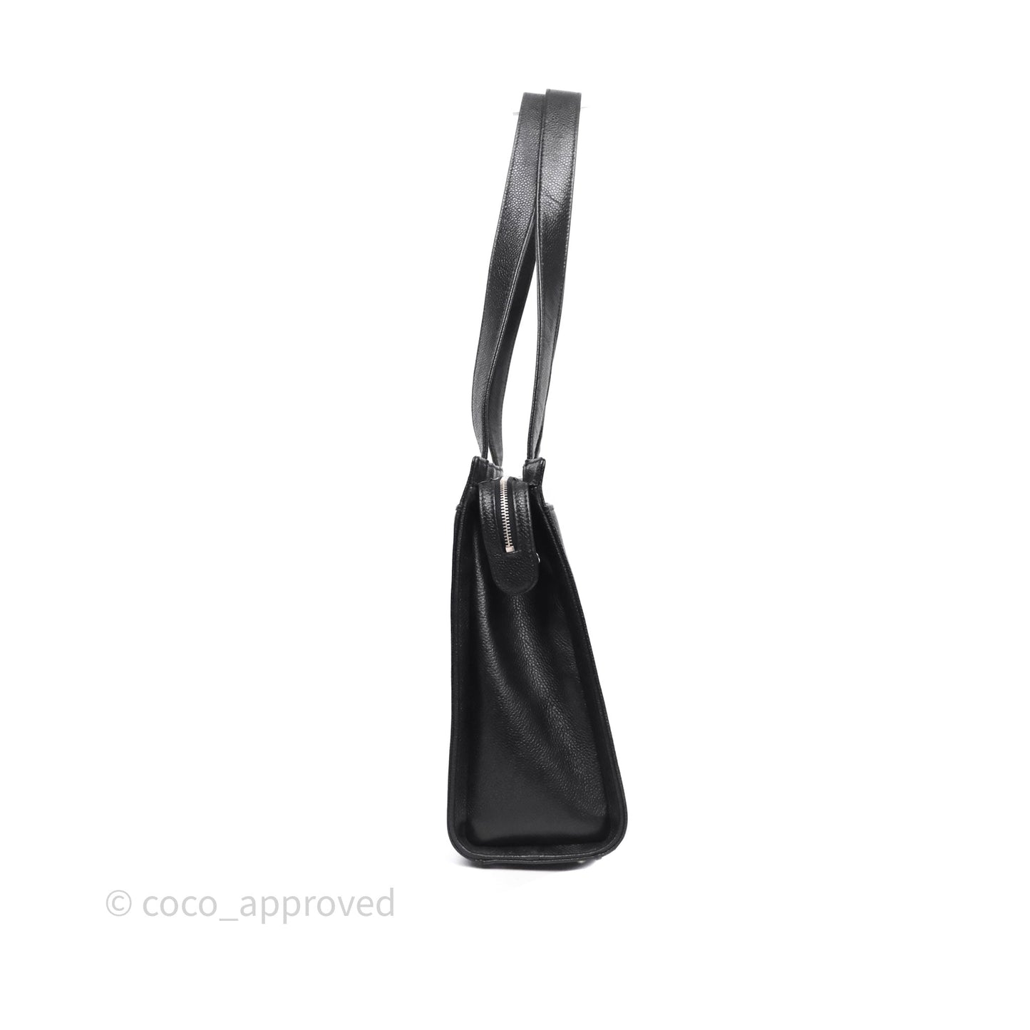 Chanel Vintage Tote Bag Black Caviar Silver Hardware