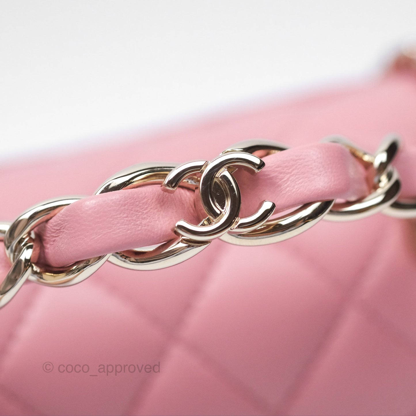 Chanel Top Handle Mini Rectangular Flap Bag Pink Lambskin Gold Hardware
