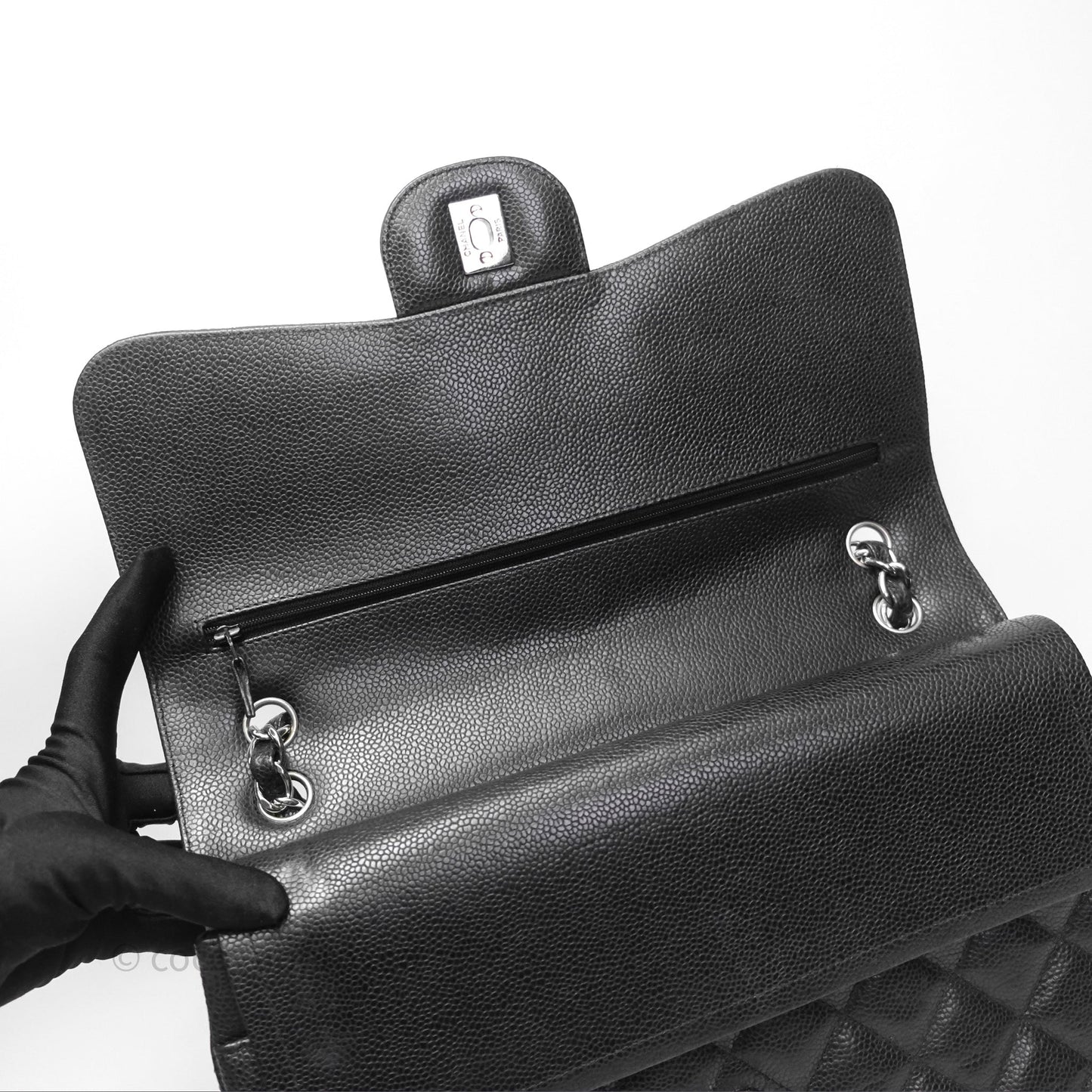 Chanel Jumbo Double Flap Black Caviar Silver Hardware⁣⁣