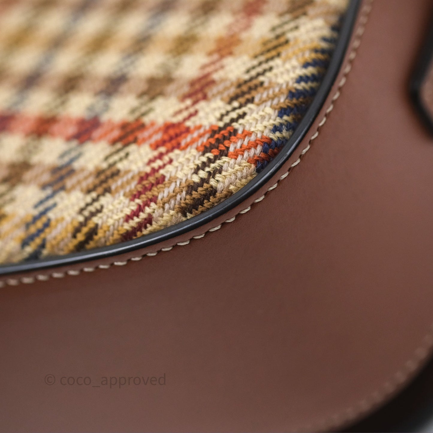 Celine Clutch on Strap in Tartan Textile and Natural Calfskin