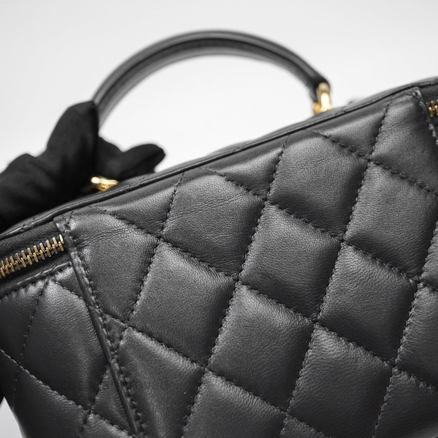 Chanel Trendy CC Vanity Rectangular Top Handle Dark Grey Lambskin Gold Hardware