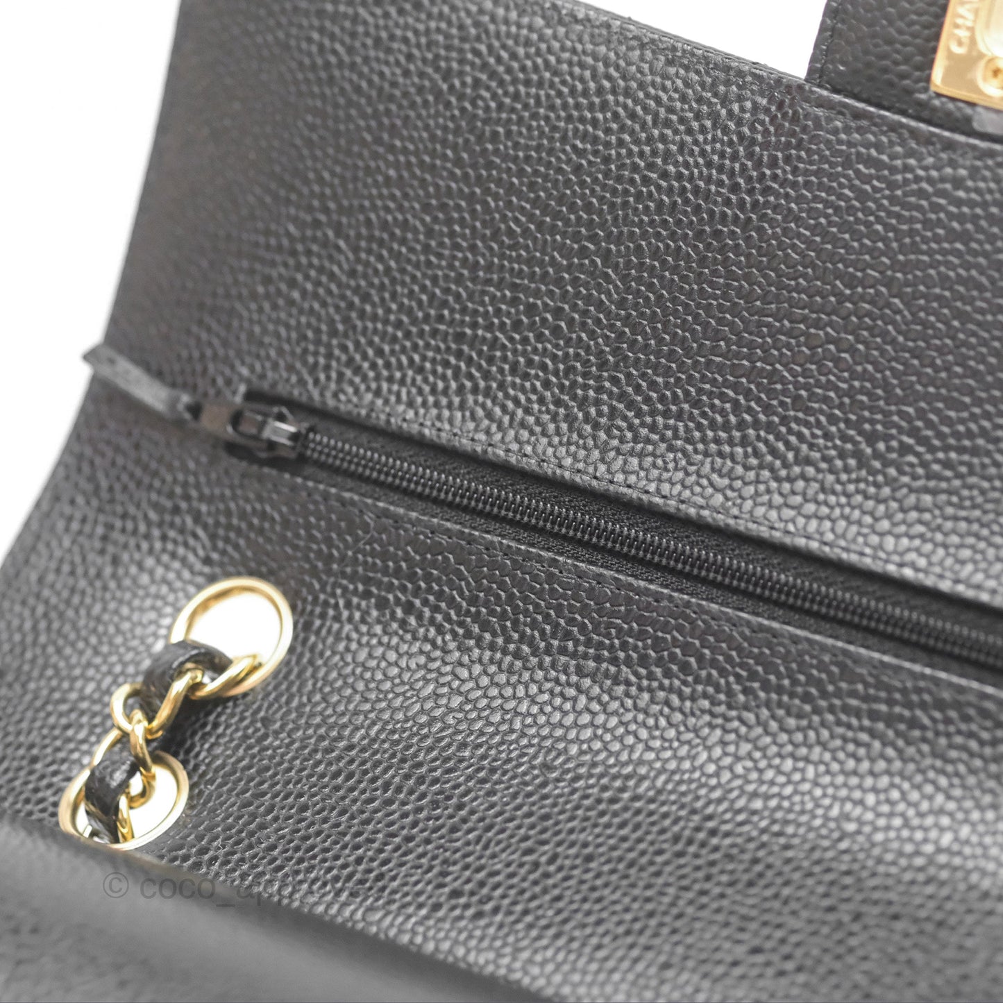 Chanel Classic M/L Medium Flap Quilted Black Caviar Gold Hardware