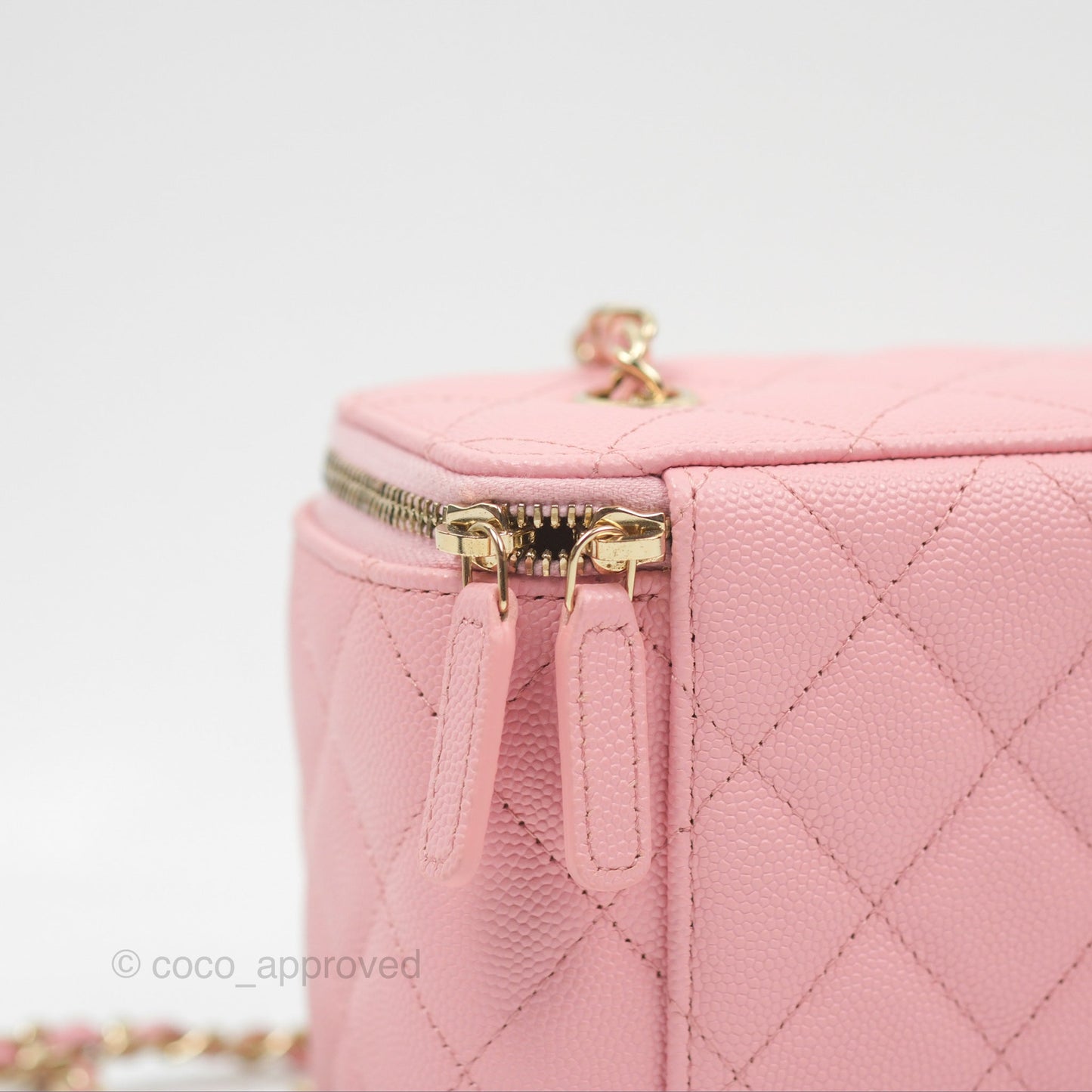 Chanel Classic Vanity With Chain Pink Caviar Gold Hardware