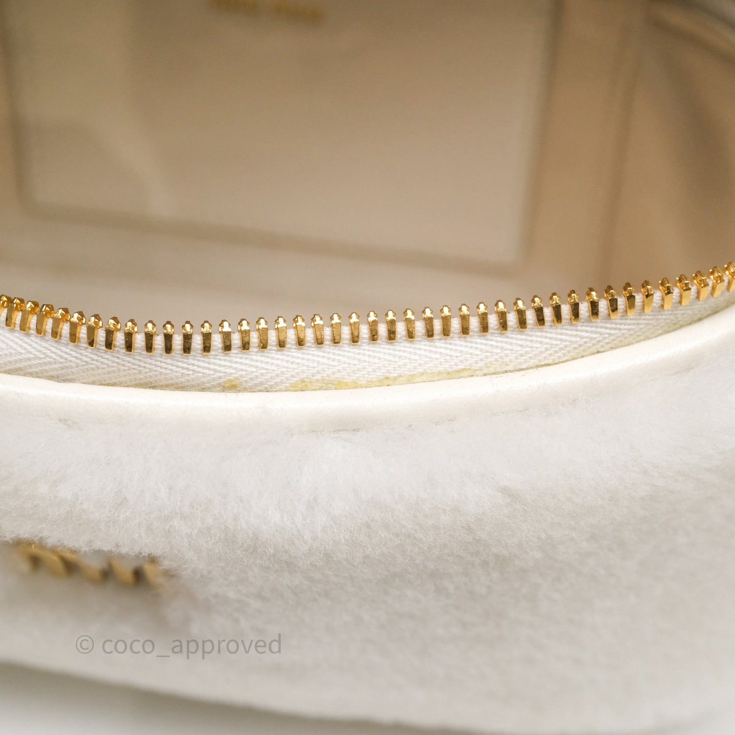 Miu Miu Shearling Vanity Case White Gold Hardware