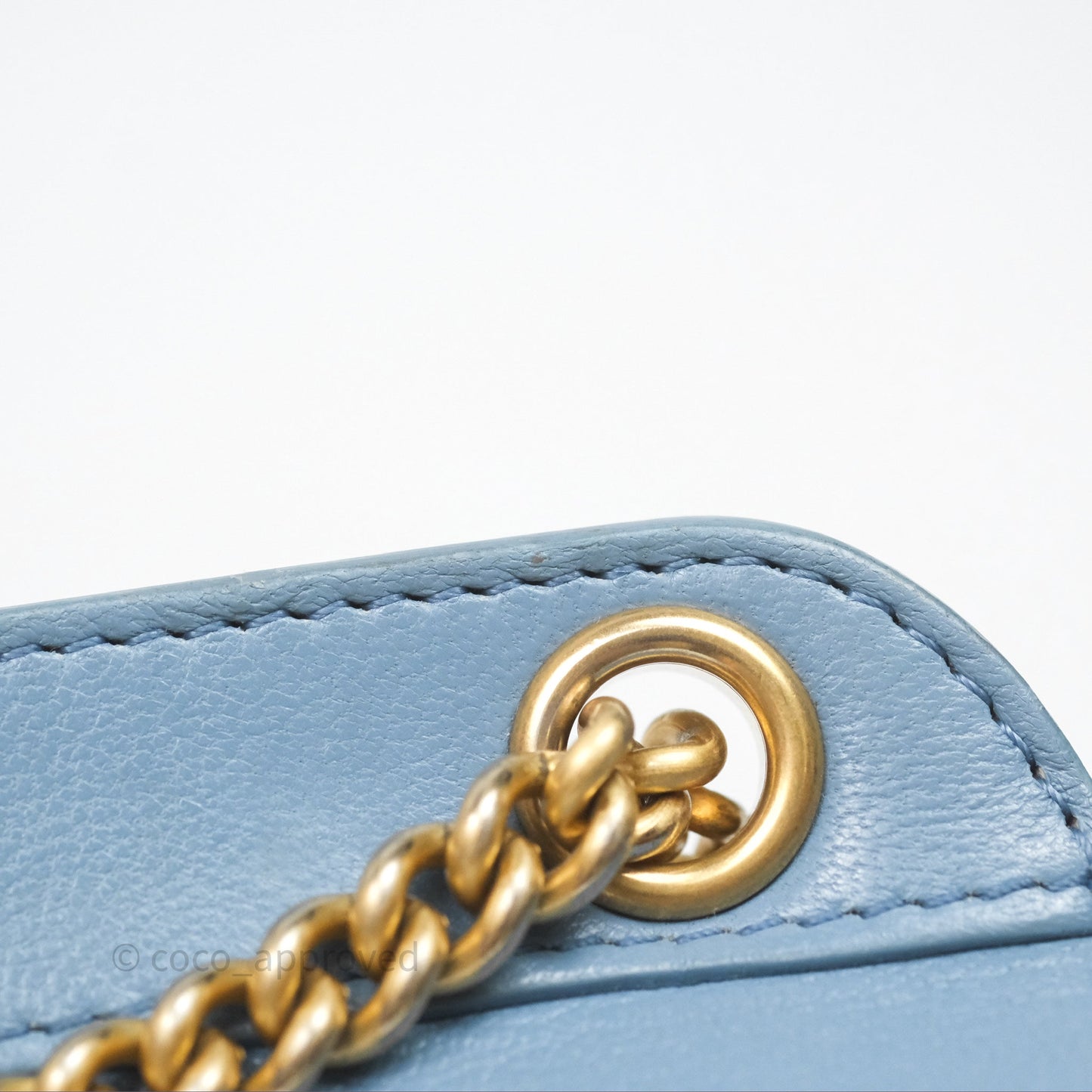 Chanel Curved Flap Bag Blue Lambskin Aged Gold Hardware