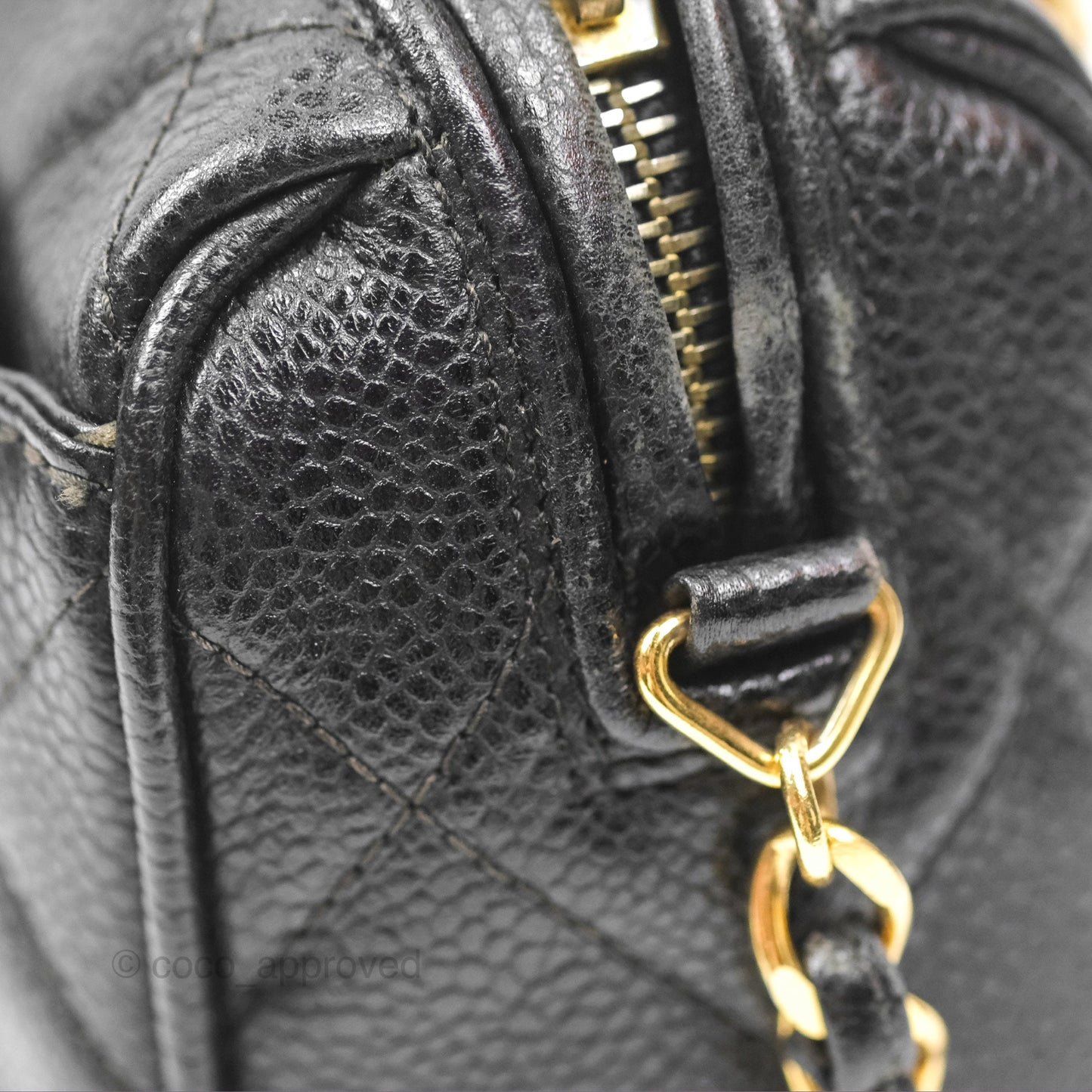 Chanel Vintage Camera Bag Black Caviar Gold Hardware