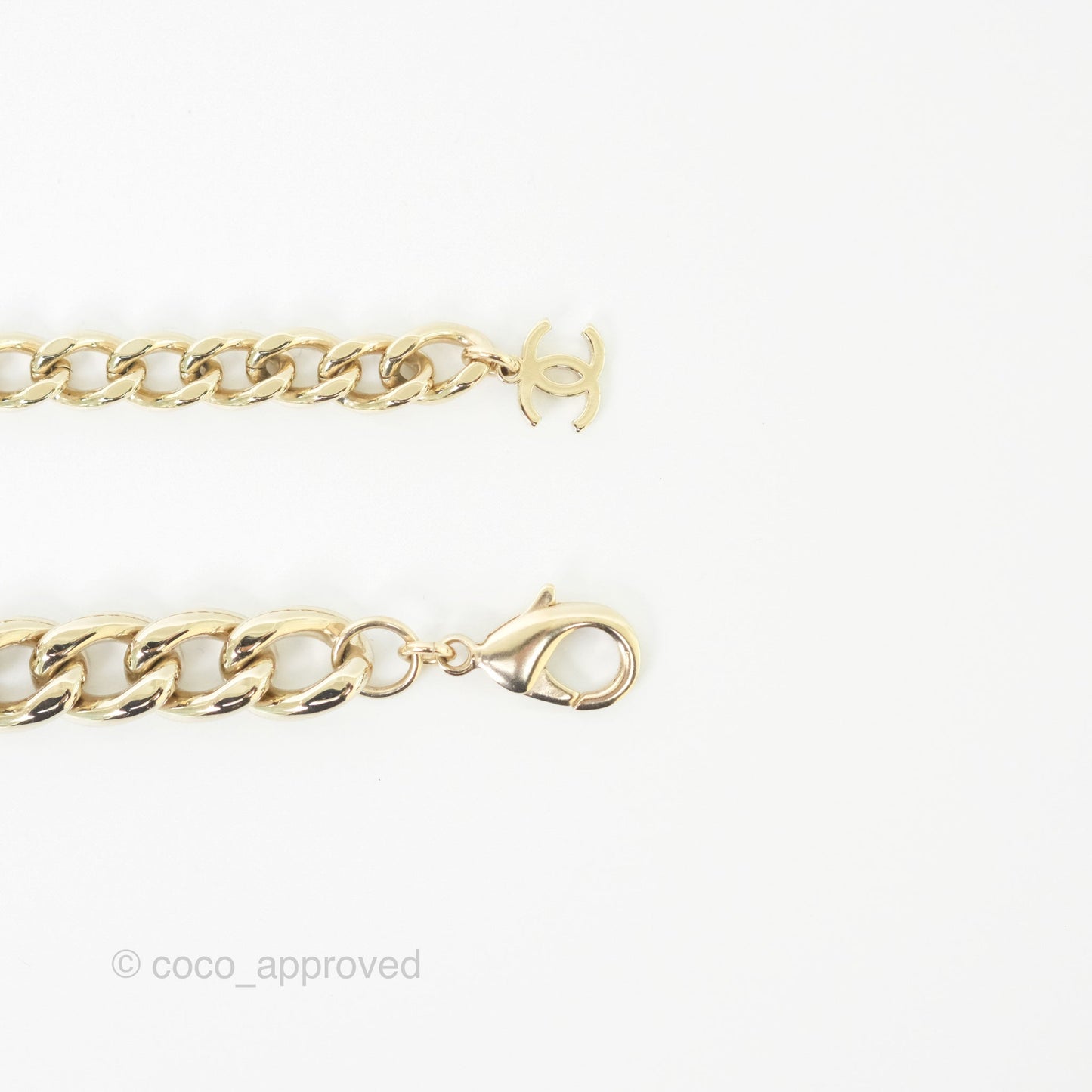 Chanel Square CC Chain Necklace Gold Tone 23B