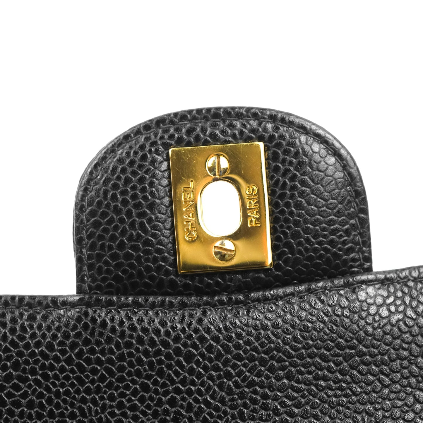Chanel Vintage Classic Small S/M Flap Black Caviar 24K Gold Hardware