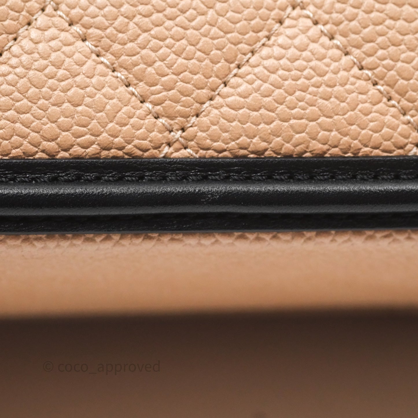 Chanel Quilted Medium CC Filigree Vanity Case Beige Caviar Gold Hardware