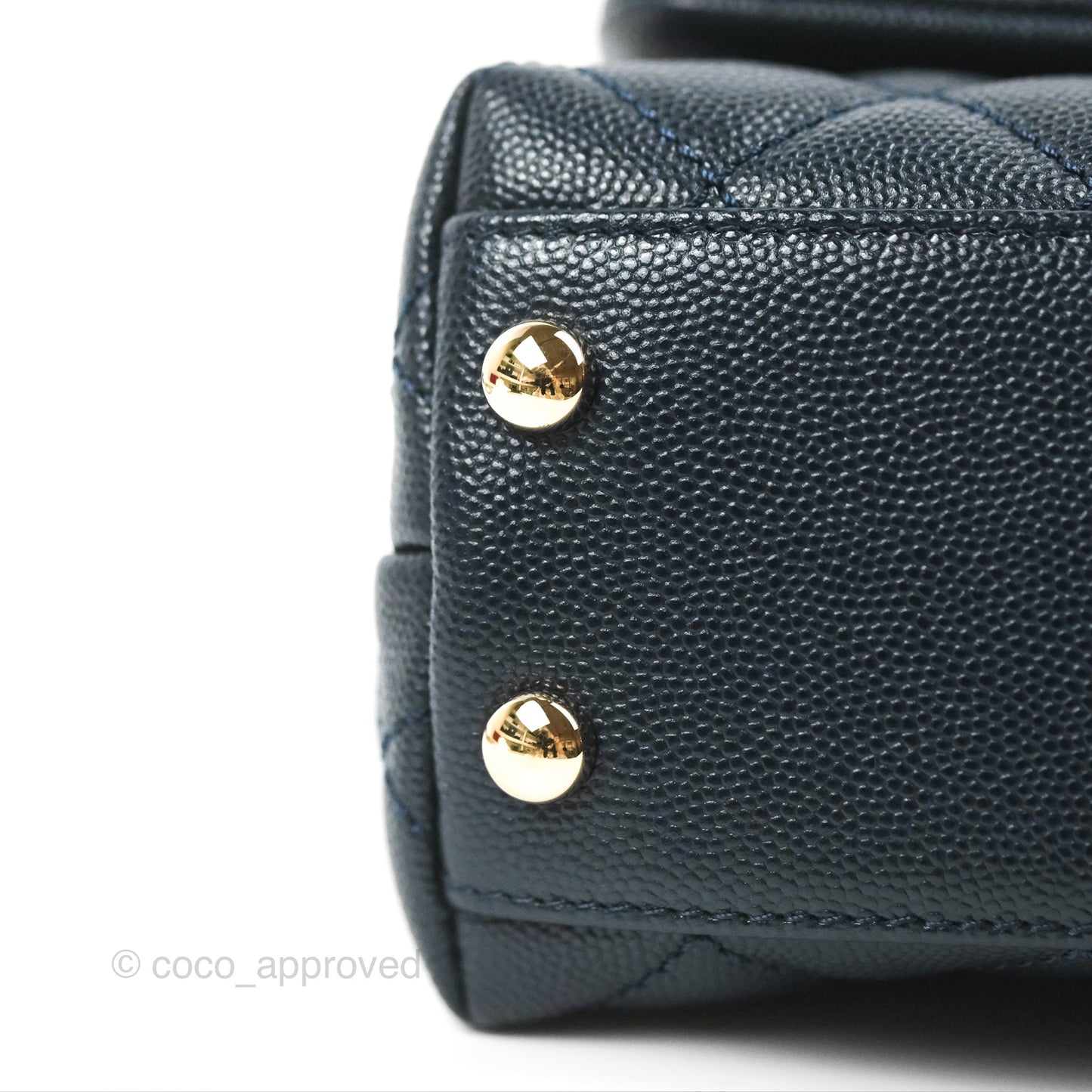 Chanel Mini Coco Handle Quilted Navy Caviar Gold Hardware