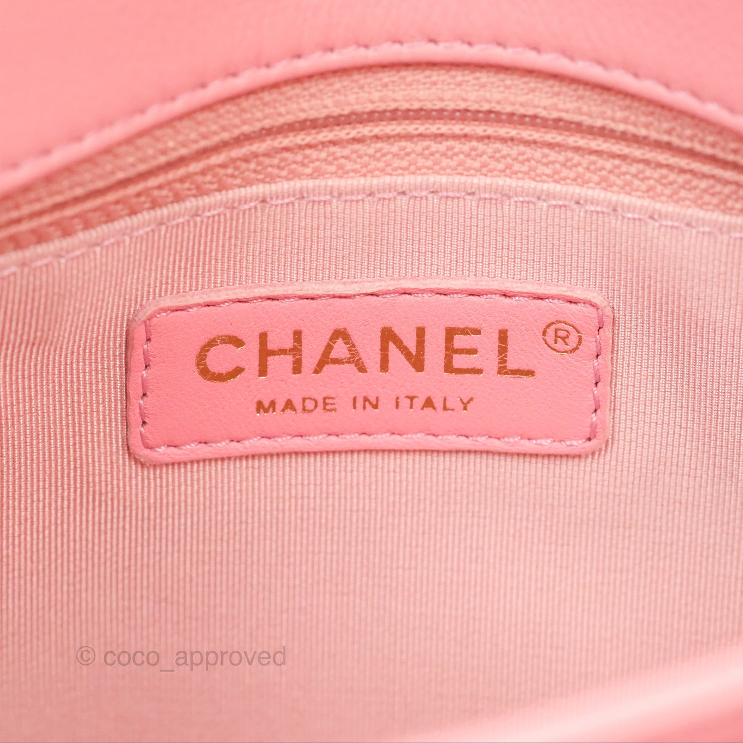 Chanel Small Chevron Chic Top Handle Flap Pink Grained Calfskin Gold Hardware